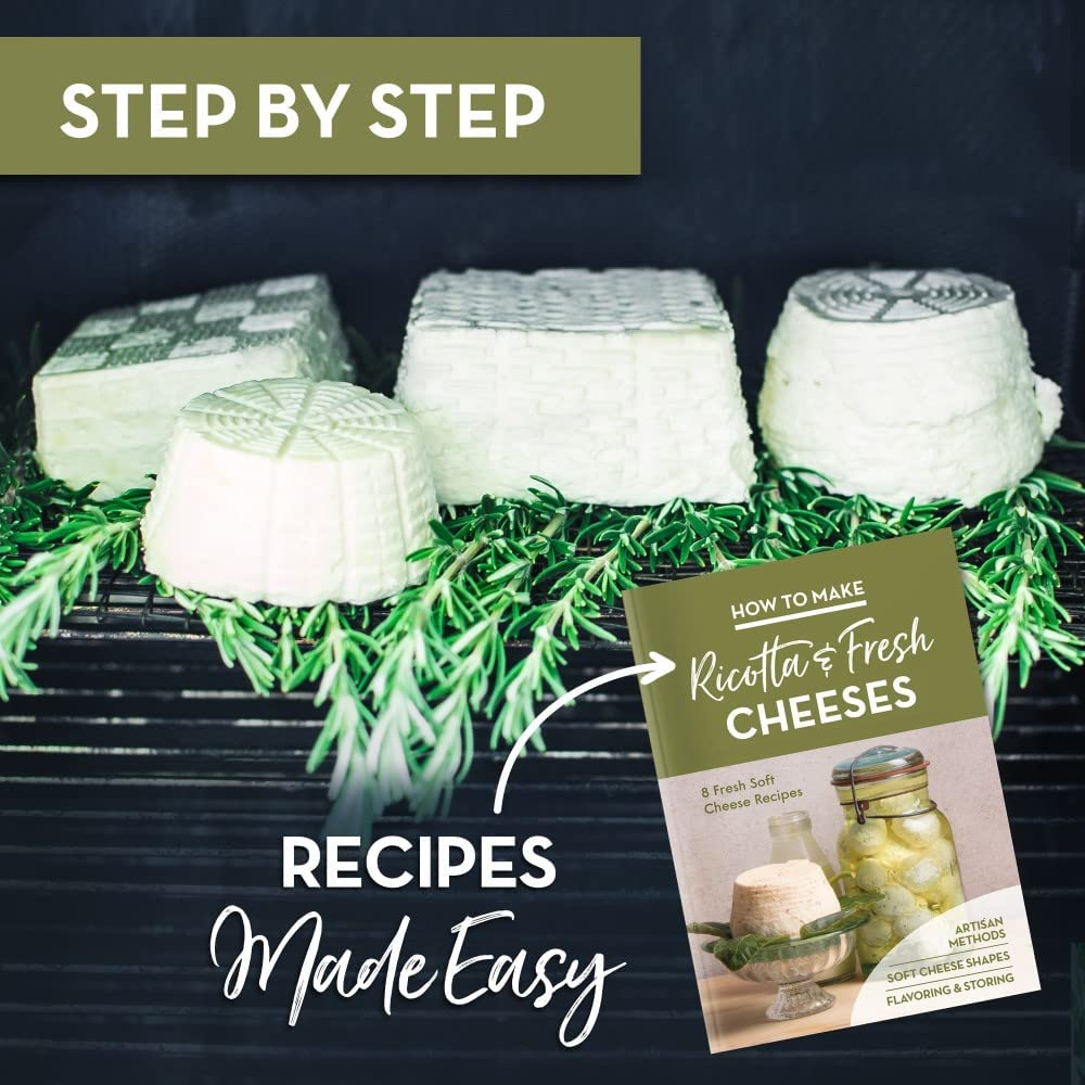 Easy Cheesemaking Kit | 5 Cheese Molds + Cheese Making Book | Made in Italy | Recipes to Make Ricotta, Paneer, Goats Cheese, Quark, and More | Professional Cheese Press Basket Mold Set of Strainers image number 6