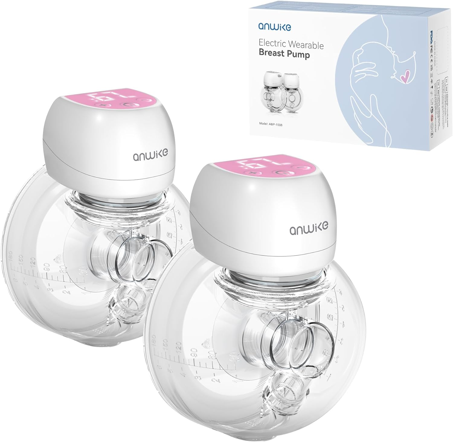 ANWIKE Hands-Free Electric Breast Pump,Wearable Breast Pump with Comfortable Double,3 Modes & 9 Levels Handsfree Breast Pump Portable with 21Mm/24Mm Flanges (Pink 2Pcs) image number 3