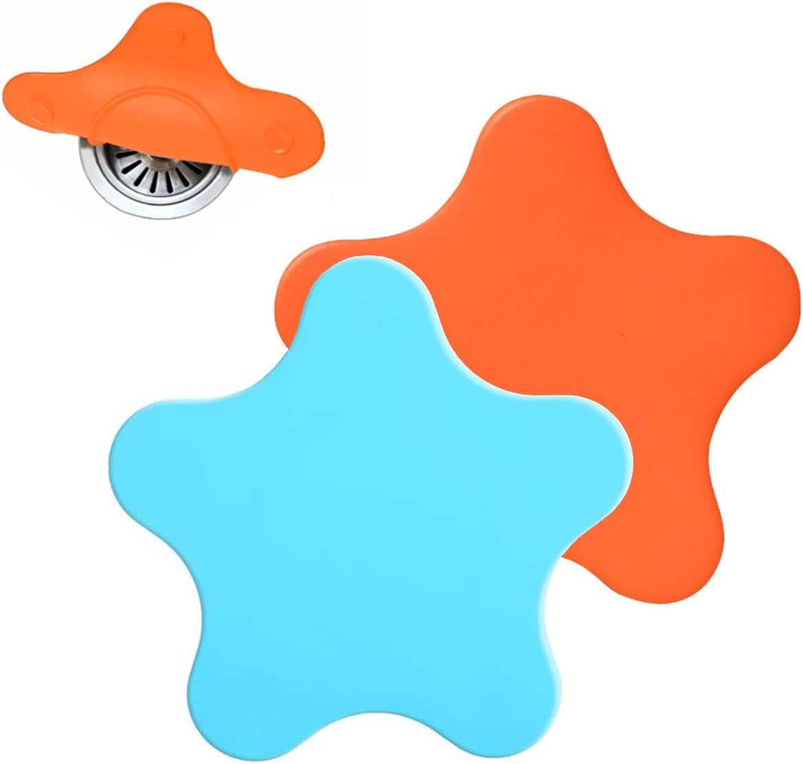 2 Pack Silicone Tub Stopper,Bathtub Stopper,Drain Plug,Hair Stopper,Adorable Universal Silicone Bath Drain Cover,For Kitchen Bathroom Accessories and Laundry (Gray&Blue)