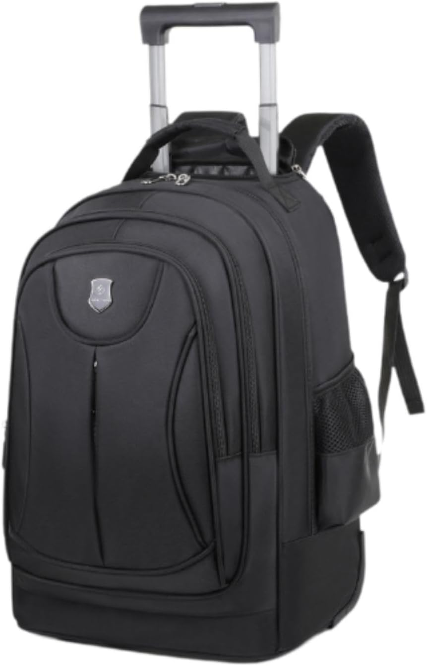 Magideal Rolling Backpack with Trolley Trolley Backpack with Wheels Hidden Lever Computer Bag Trolley Suitcase Bag for Business Travel