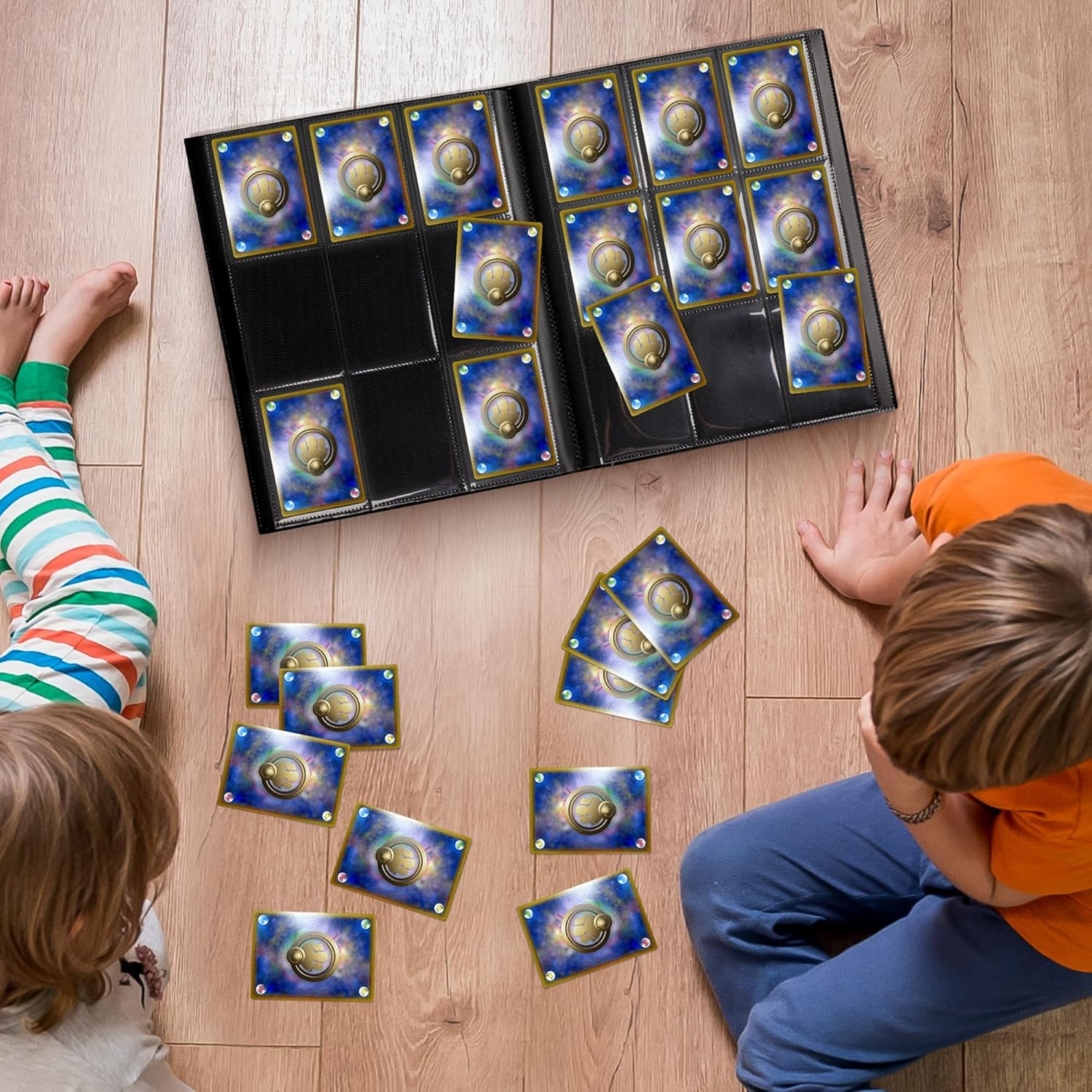 Trading Cards Binder, 9 Pocket Baseball Football Binder 360 Side Loading Trading Card Holder, Standard Size Card Organize Album for Sports TCG(BLACK) image number 5