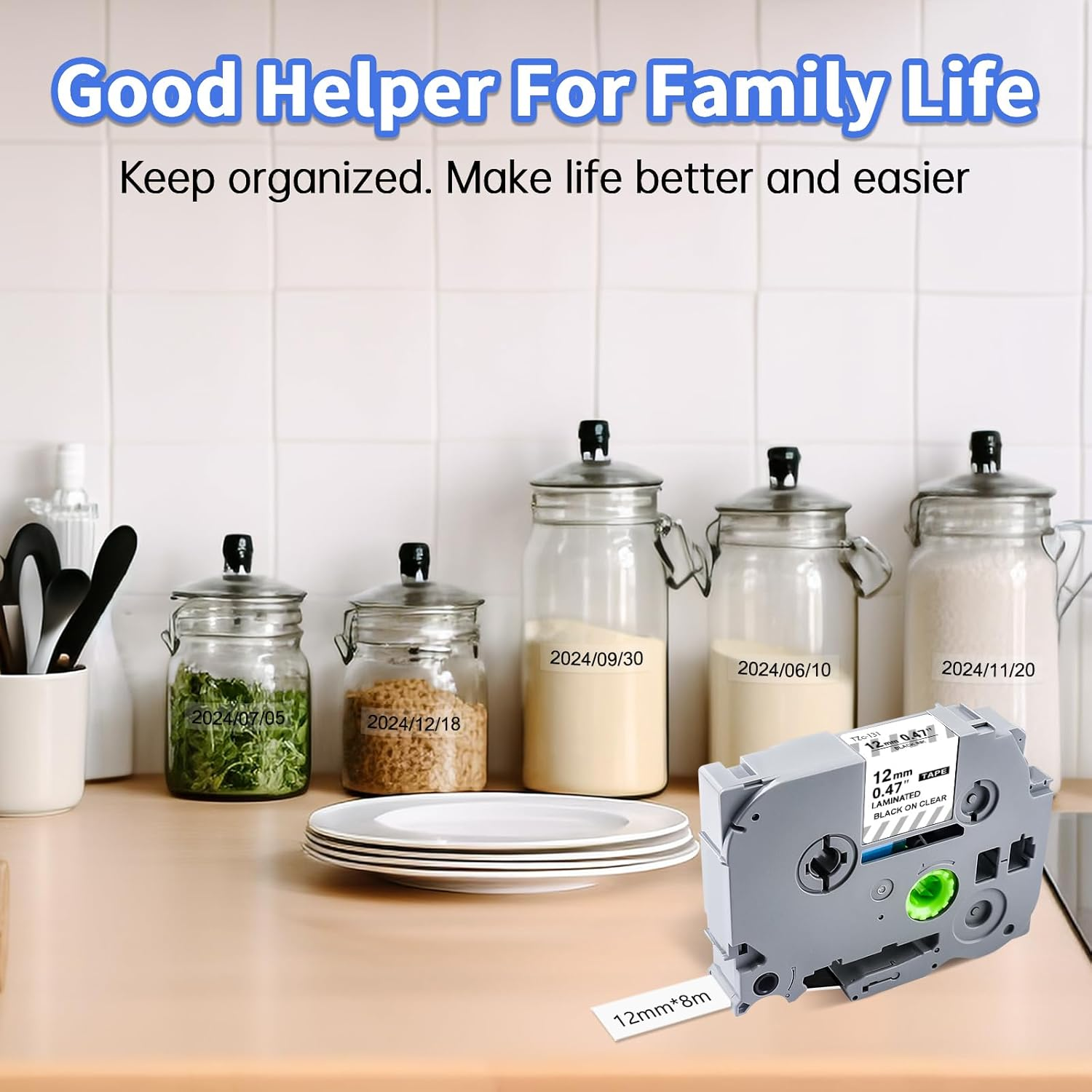 3-Pack TZ Tape 12Mm Clear Replacement for Brother Tze-131 TZ-131 P Touch Label Tape 12Mm 0.47 Laminated Black on Clear Label Maker Tape for Brother Ptouch PT-D600 PT-D200 PT-D210 PT-D400 - Blue,Black image number 7