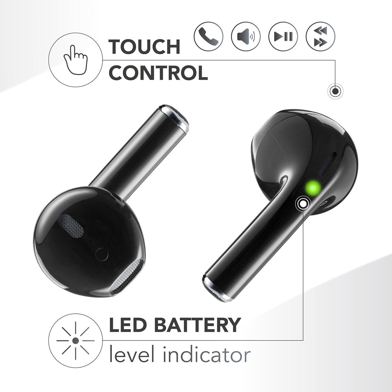 Music Sound, Spark TWS Bluetooth Wireless Headphones, LED Display, 30 Hours Playback, Auto Pairing, Touch Control on Earbuds, Green - Pink image number 6