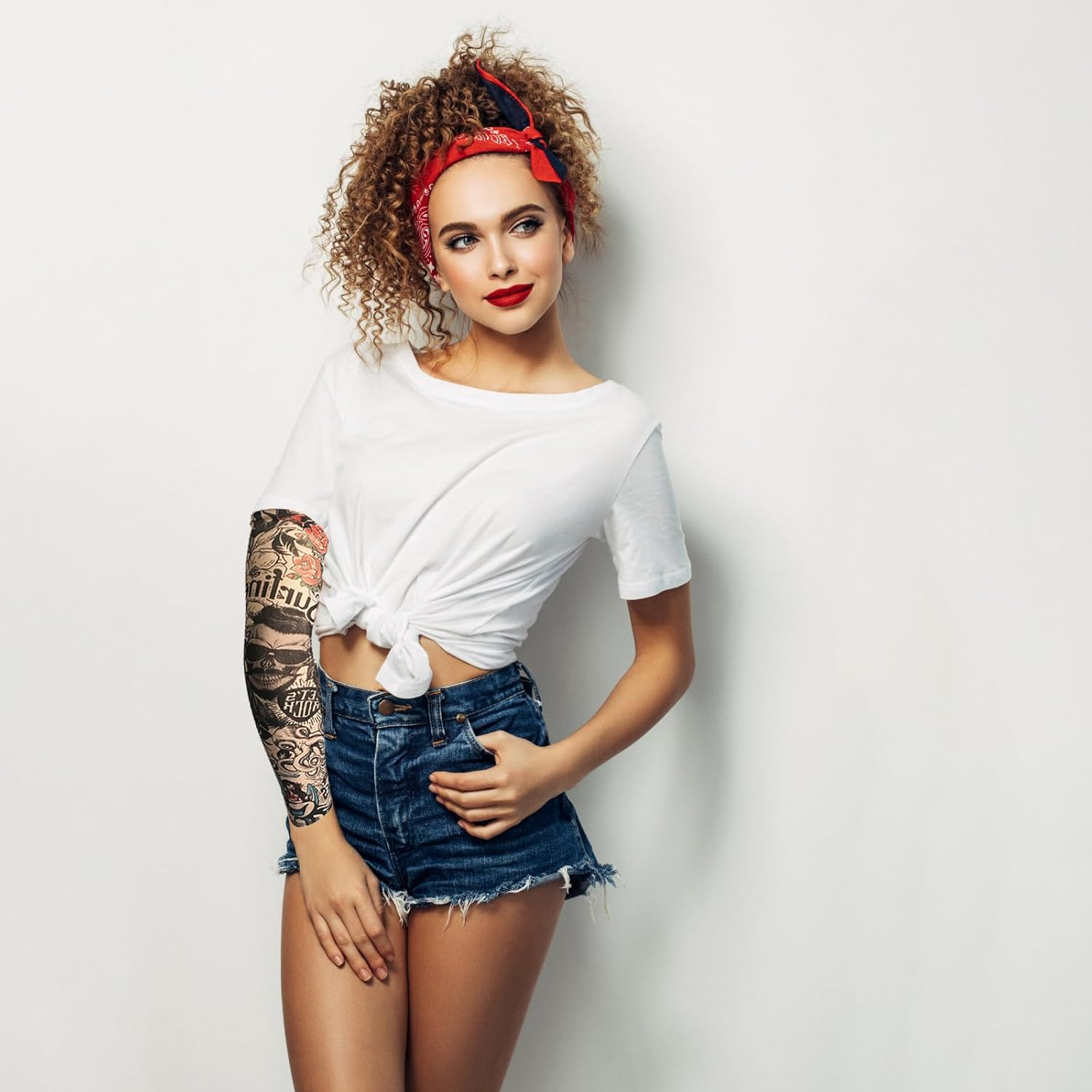 FANOST Tattoo Sleeves for Men and Women, Fake Tattoo Sleeves for Cycling, Running, Outdoor Sports, Camping, Travel, Summer Sun Protection, Halloween Tattoo Arm Stockings, Multicoloured, Einheitsgr&ouml;&szlig;e image number 4