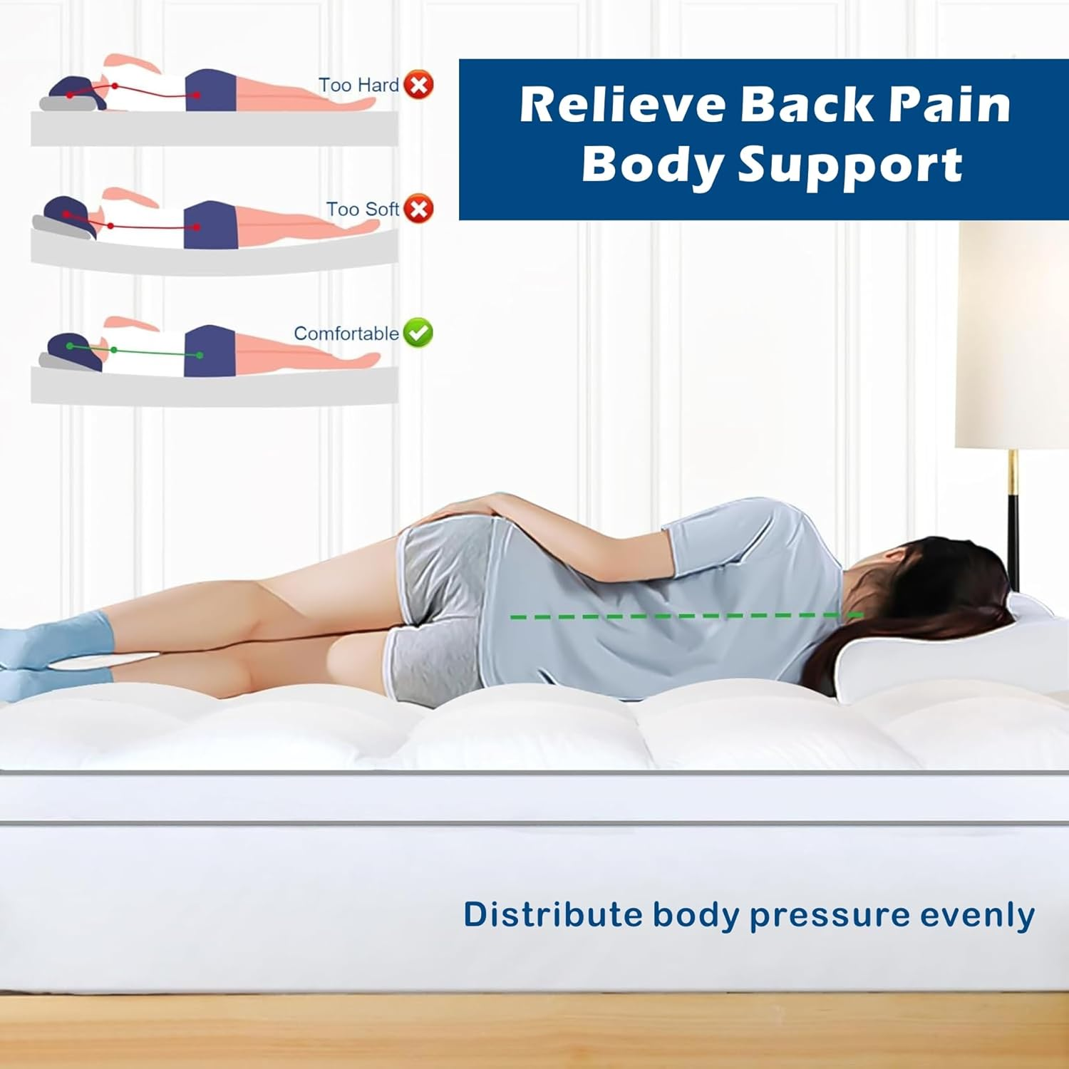 Forzzz Bamboo Mattress Topper Super King Size-Ultra Soft Hypoallergenic, Machine Washable, Stretch to 45Cm Deep Pocket Thick Mattress- 1000GSM Luxury Hotel Style-White-Super King image number 2