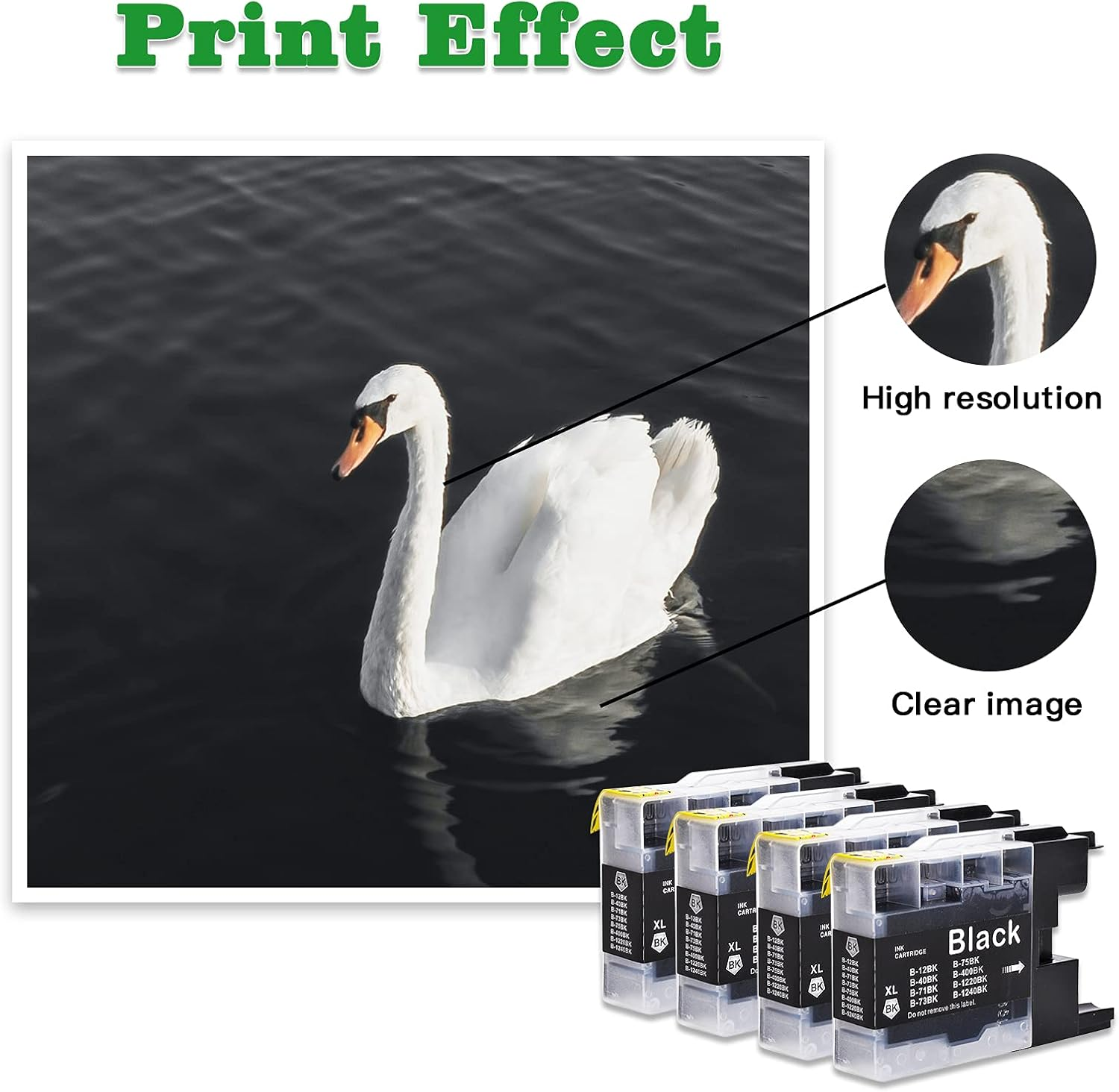 4 Pack Compatible with Brother LC75 LC71 Black Ink Cartridges LC-71BK LC-75BK Ink Cartridges LC71BK LC75BK for Use with Brother MFC-J280W, J425W, J430W, J435W, J5910DW, J625DW, J6510DW, J825DW, J835DW image number 1