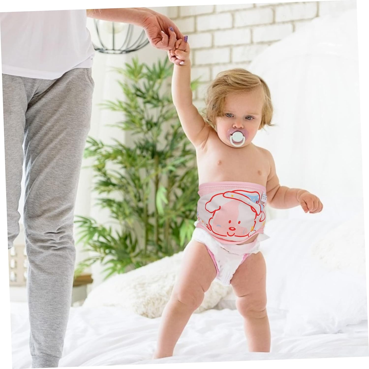 Mikinona 2Pcs Cotton Baby Belly Bands Newborn Belly Navel Belt Soft Breathable Infant Wrap for Newborns Pink and Blue Colors image number 5