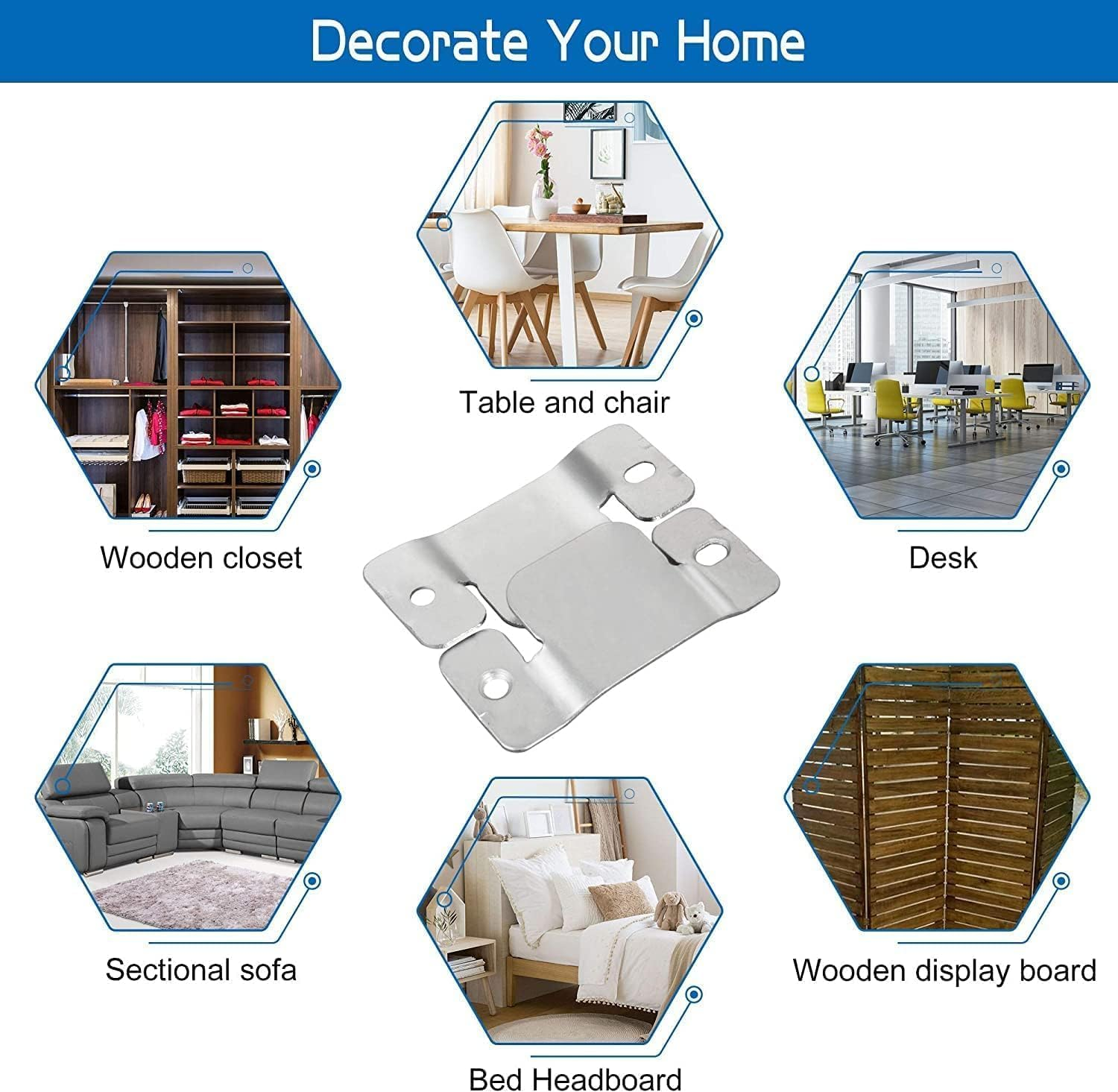 QYINXIU Large Size Sectional Sofa Connectors with Screws, Sectional Couch Connectors Furnitures for Small Sofa and Sectionals image number 2