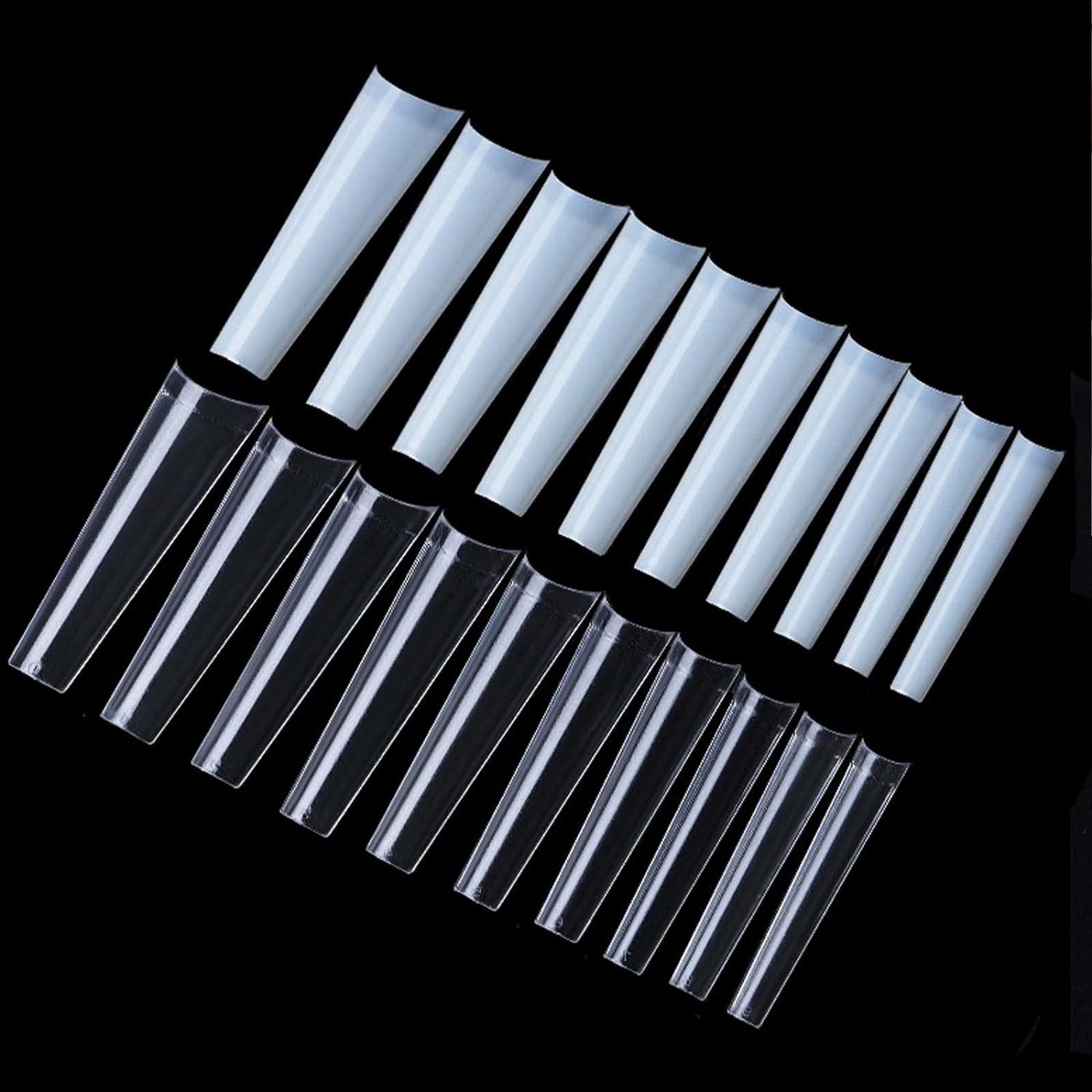 U-Shinein Nail Tips, Natural Coffin Half Cover Ballerina Fake Nails 12 Sizes, 3XL Square Straight Ballerina Shape False Nail Tips, No C Curved 2.2 Inch Acrylic Nail Tips for Salon Home DIY 504PCS XXXL