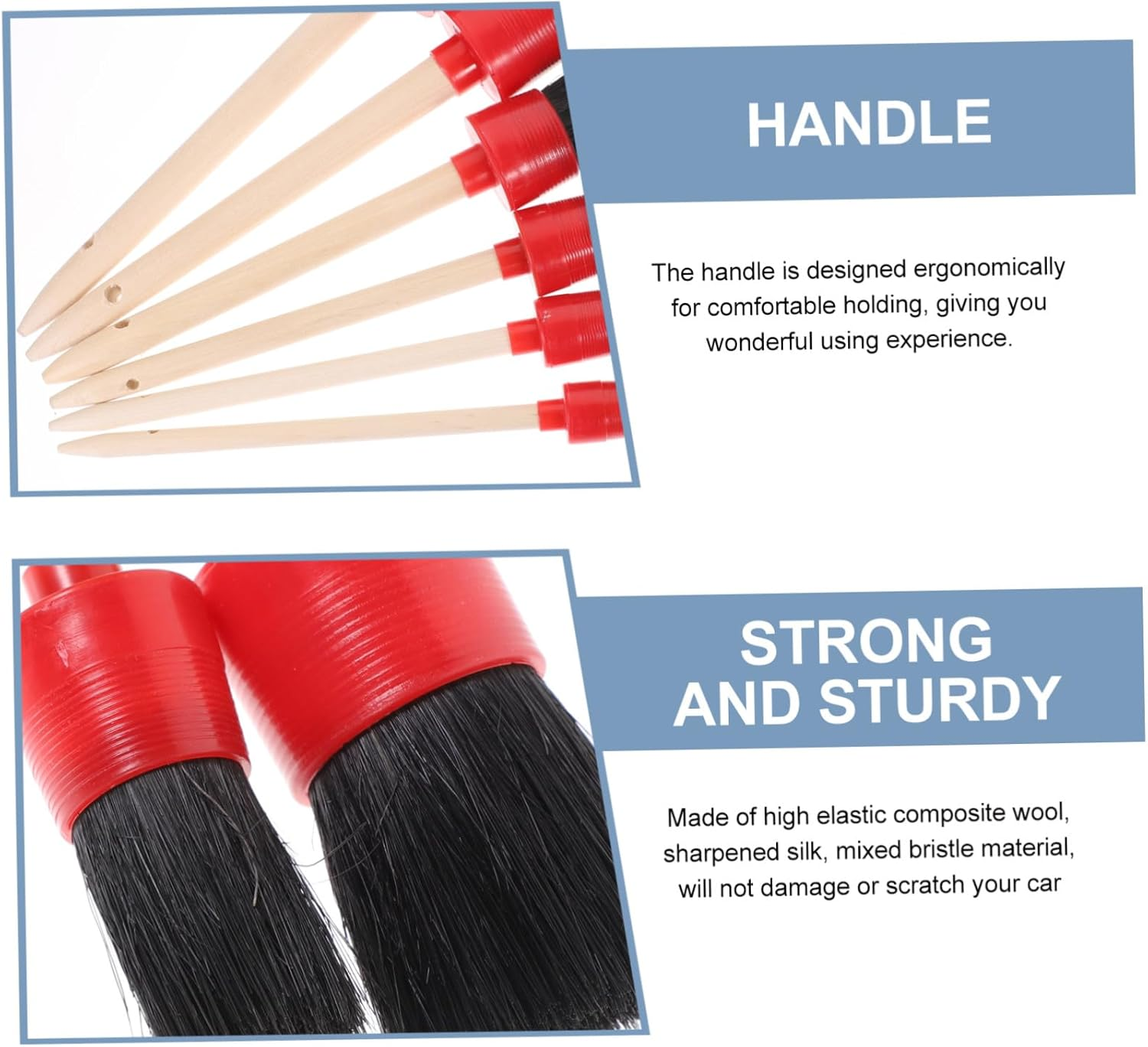 PENIKOKO Car Detailing Brush Set 11Pcs Automotive Cleaning Kit with Black Bristle Brushes for Interior, Air Vents, and Motorcycle Vehicle Detailing image number 3