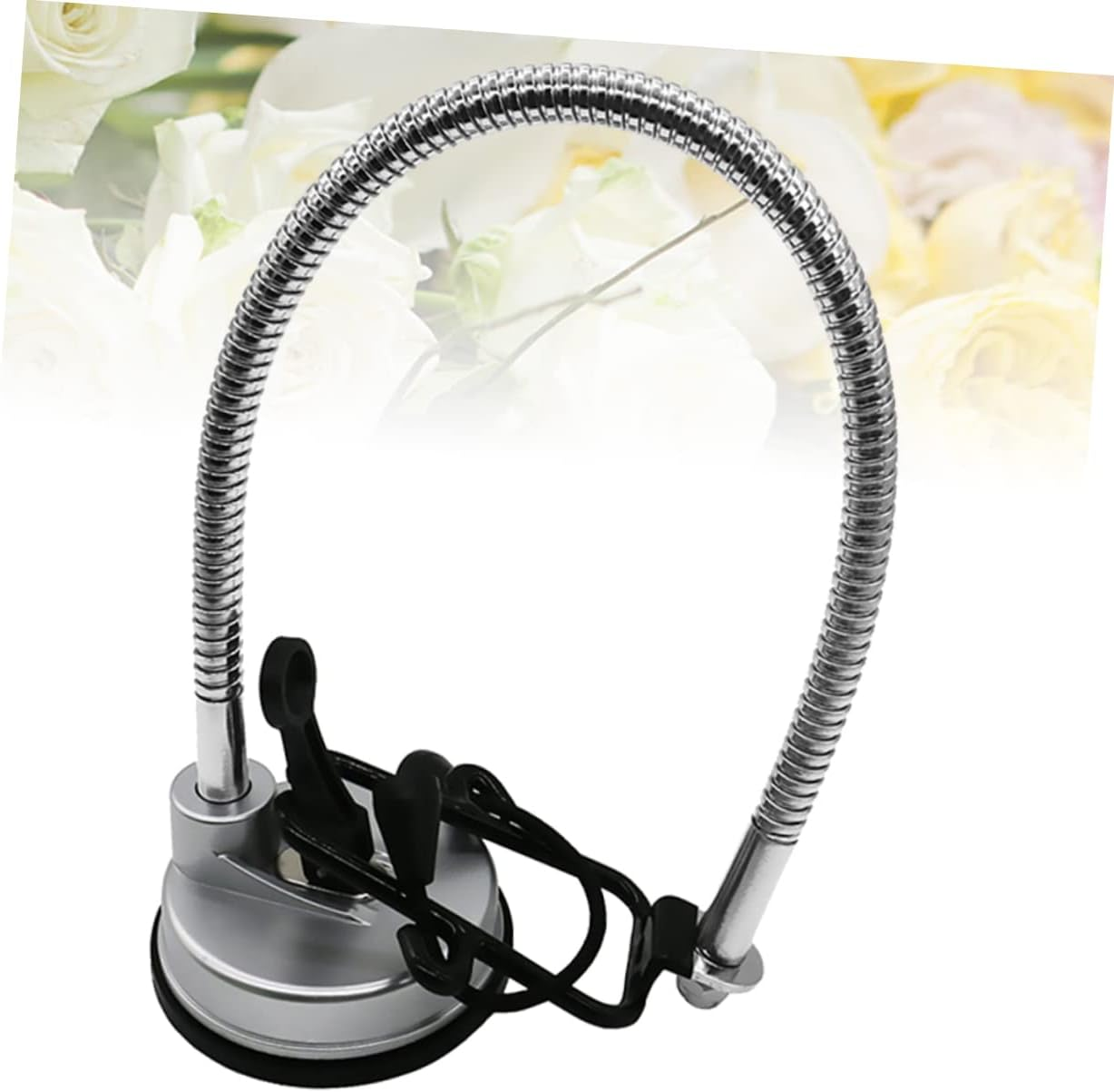 Hair Dryer Holder and Stand Silver Suction Cup Adjustable Hands-Free Portable Bathroom Storage Rack for Home Use image number 5