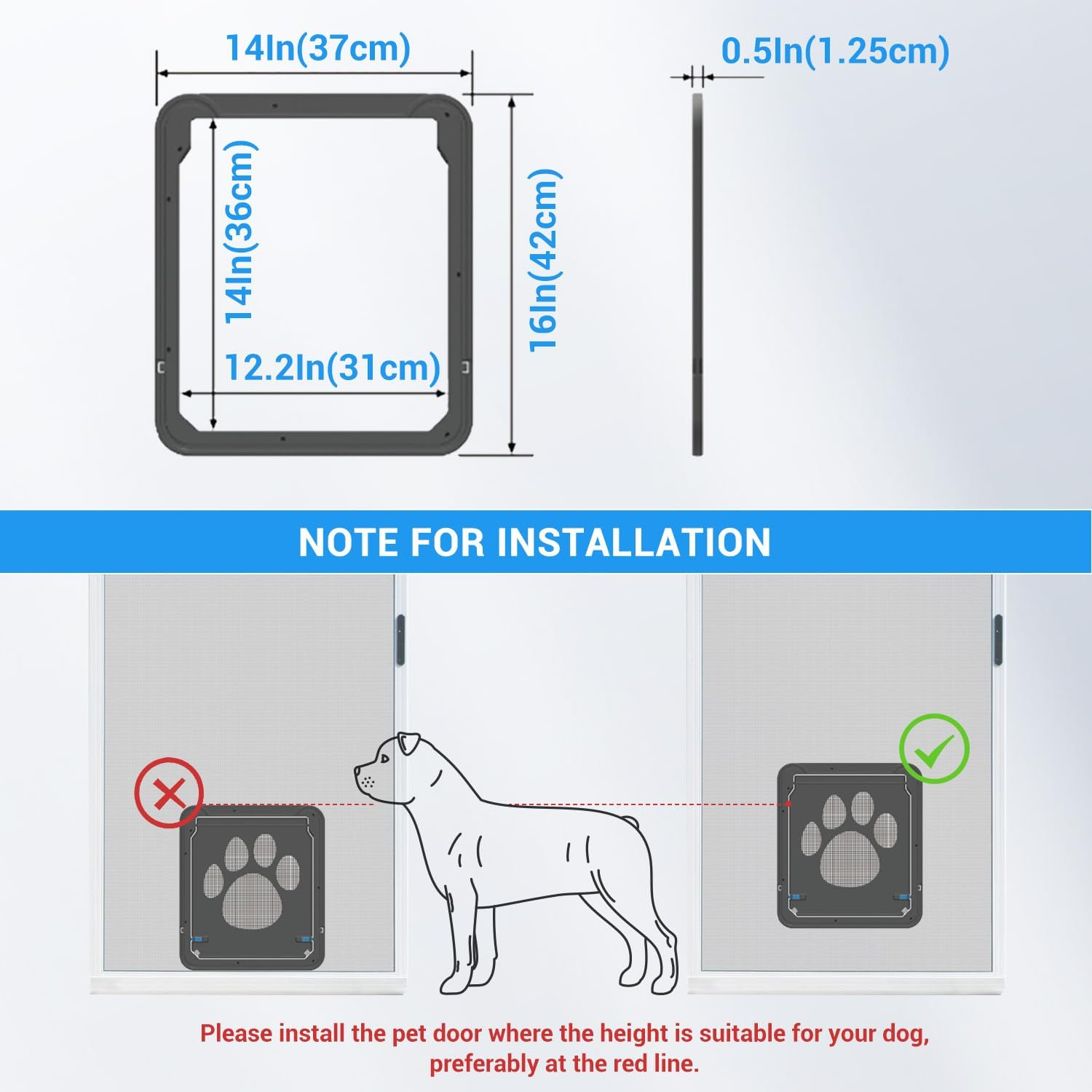 NAMSAN Pet Flap Dog Flap Cat Flap for Fly Screen with Magnet Closed