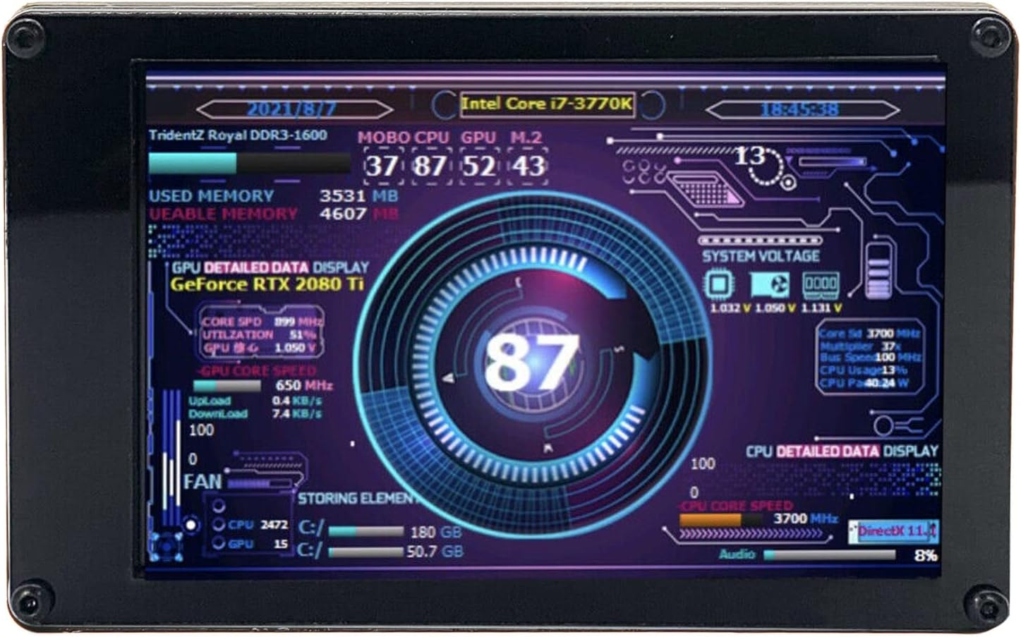 PC Temperature Display Screen, 3.5 Inch IPS Computer Case Secondary Screen CPU RAM Real Time Monitoring, Computer Temp Monitor for Raspi, for Linux, For image number 5