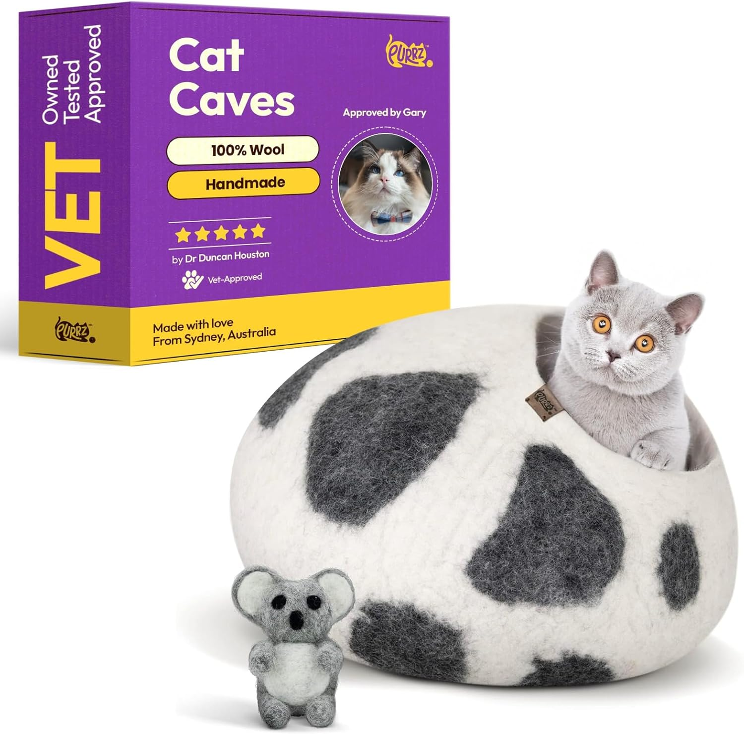 Luxury Cave Bed &ndash; Handmade Merino Wool Felt Hideaway, Vet-Designed Condo, Hypoallergenic Pet House, Cozy Igloo Bed for Kittens, Eco-Friendly Modern Pet Furniture image number 4