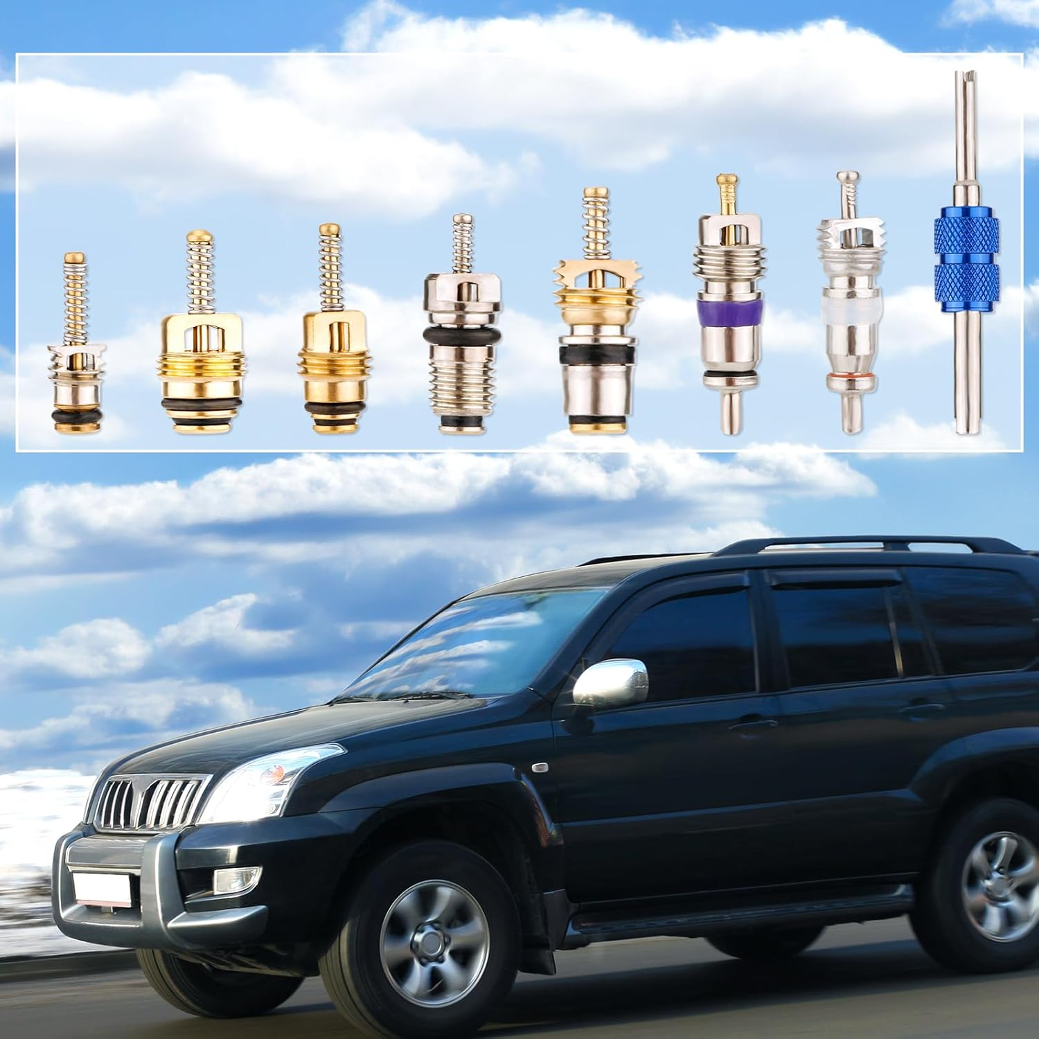 NQEUEPN 40Pcs AC Valve Core Kit, Car Air Conditioner Valve Core with Double-Head Dual Dismantling Installer Tool for Air Conditioning Refrigeration image number 2