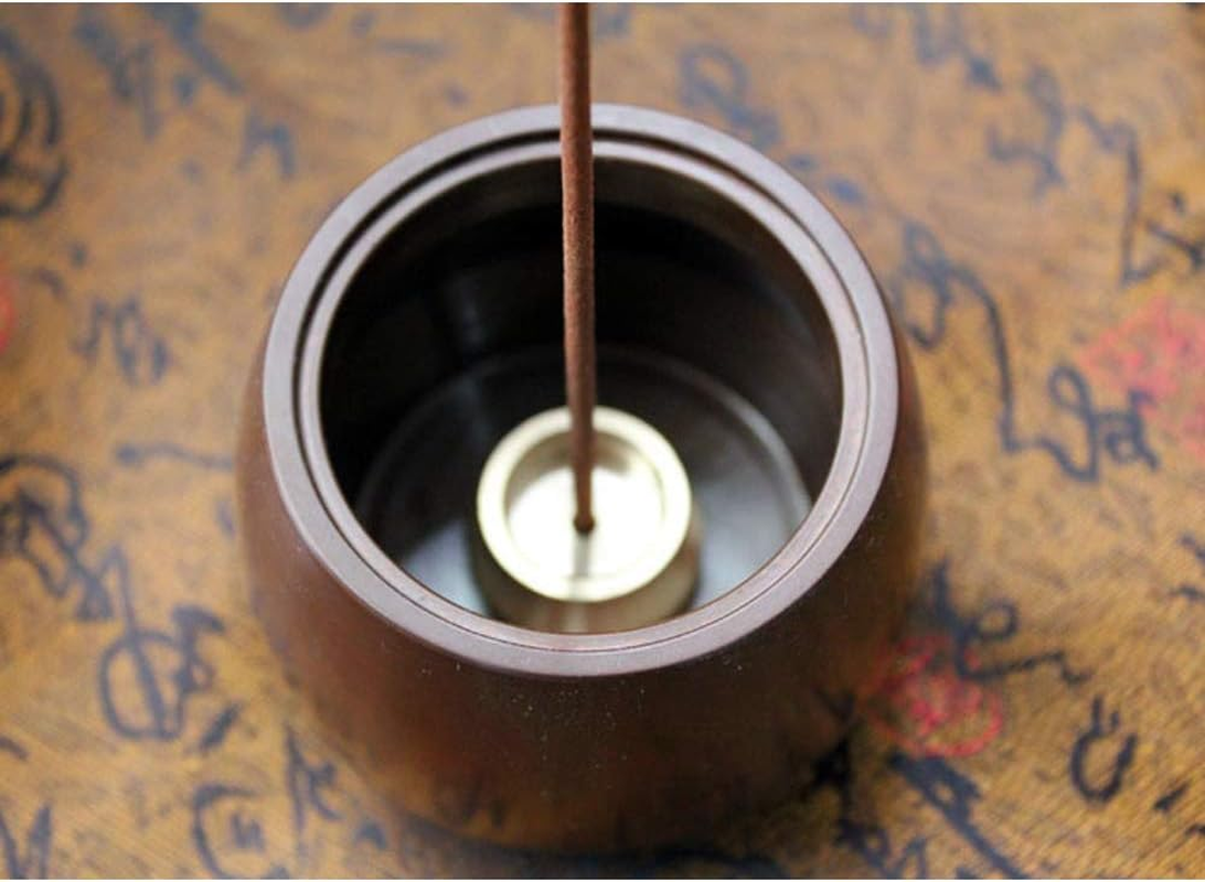 Acxico 1Pcs Mini Dual-Purpose Copper Incense Cone Stick Burner Plate Holder Censer Tower Bowl Home Decoration - Copper image number 3