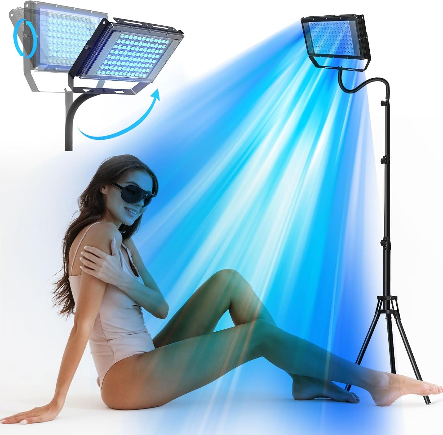 Ikeener anning Lamp Solarium for Home, 50W Sun Lamp with Adjustable Stand for Face and Body, Face anning Lamp with 2 Modes and 5 Brightness image number 2