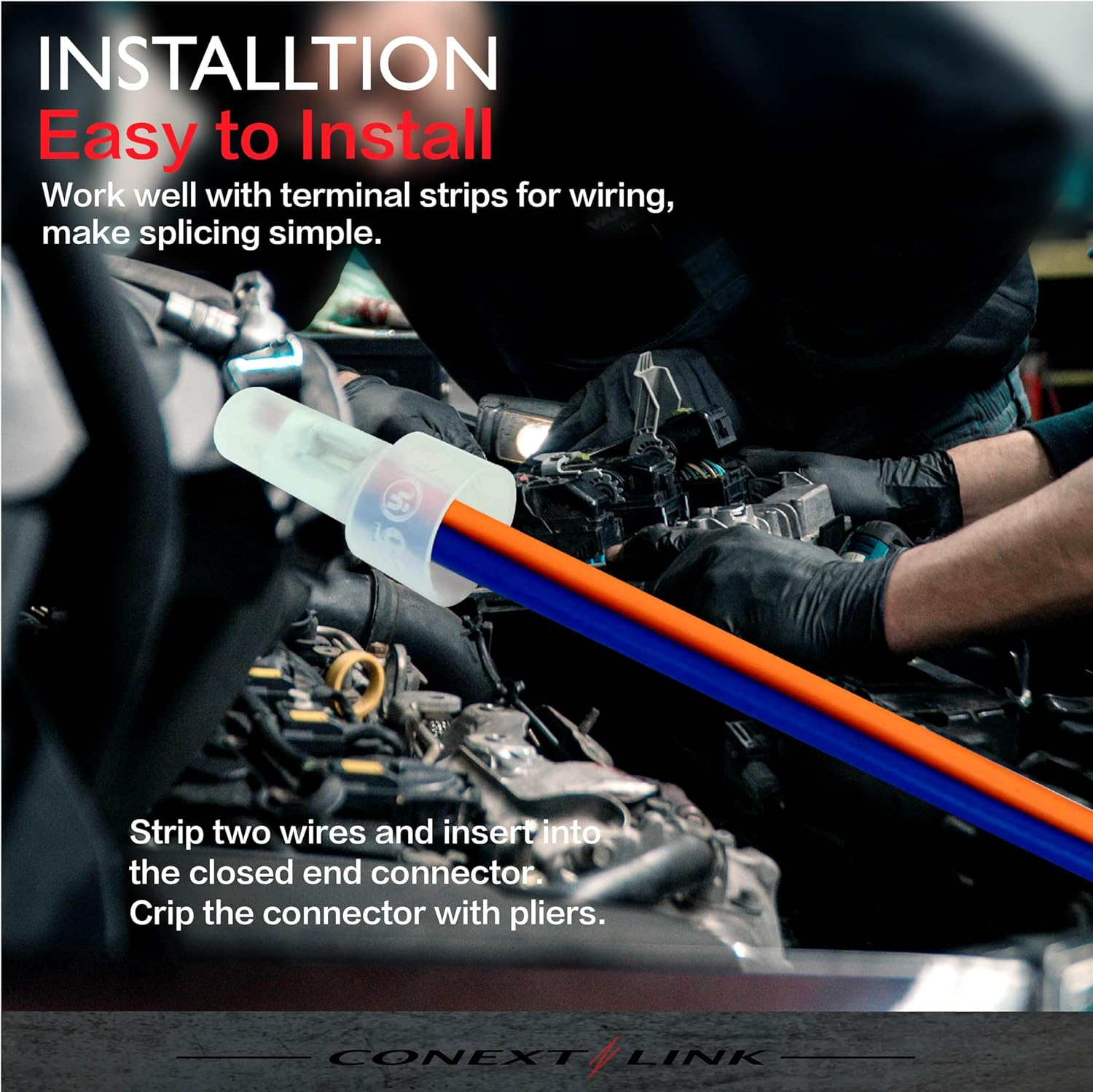 100 Closed End Crimp Cap Terminal Connector 16-14 GA AWG Gauge Wire Car Audio image number 4