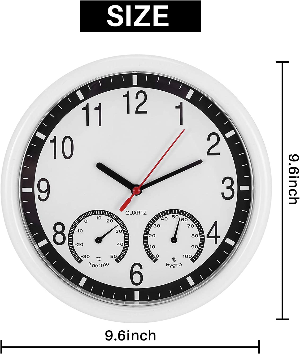 Restrdt Quartz Stone Clock Silent Wall Clock Accurate Thermometer Humidity Indoor Outdoor Pool Patio image number 2