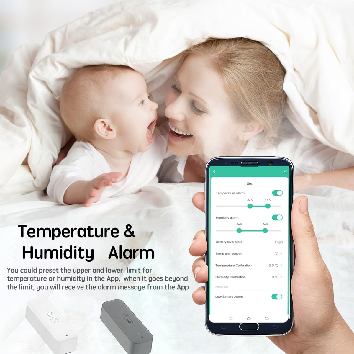Uantii Tuya Wifi Temperature Humidity Detector Smart Hygrometer Thermometer Sensor Works with Smart Life App and Compatible with Alexa Works with Google Home (White-1Pcs) image number 6