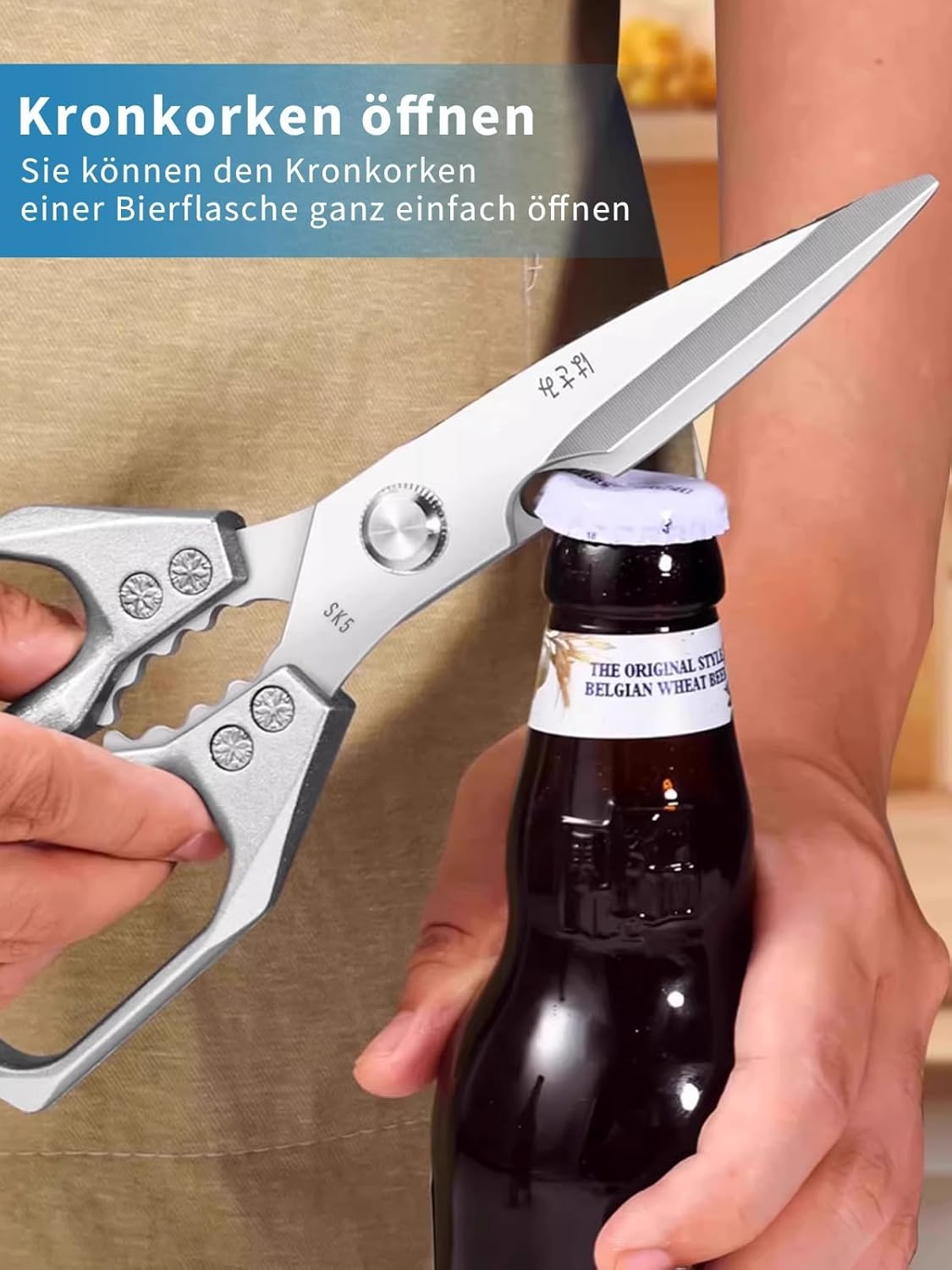 Kitchen Scissors Multifunctional Heavy Duty: Stainless Steel Sharp Blade Durable Kitchen Shear Poultry Cutting image number 2