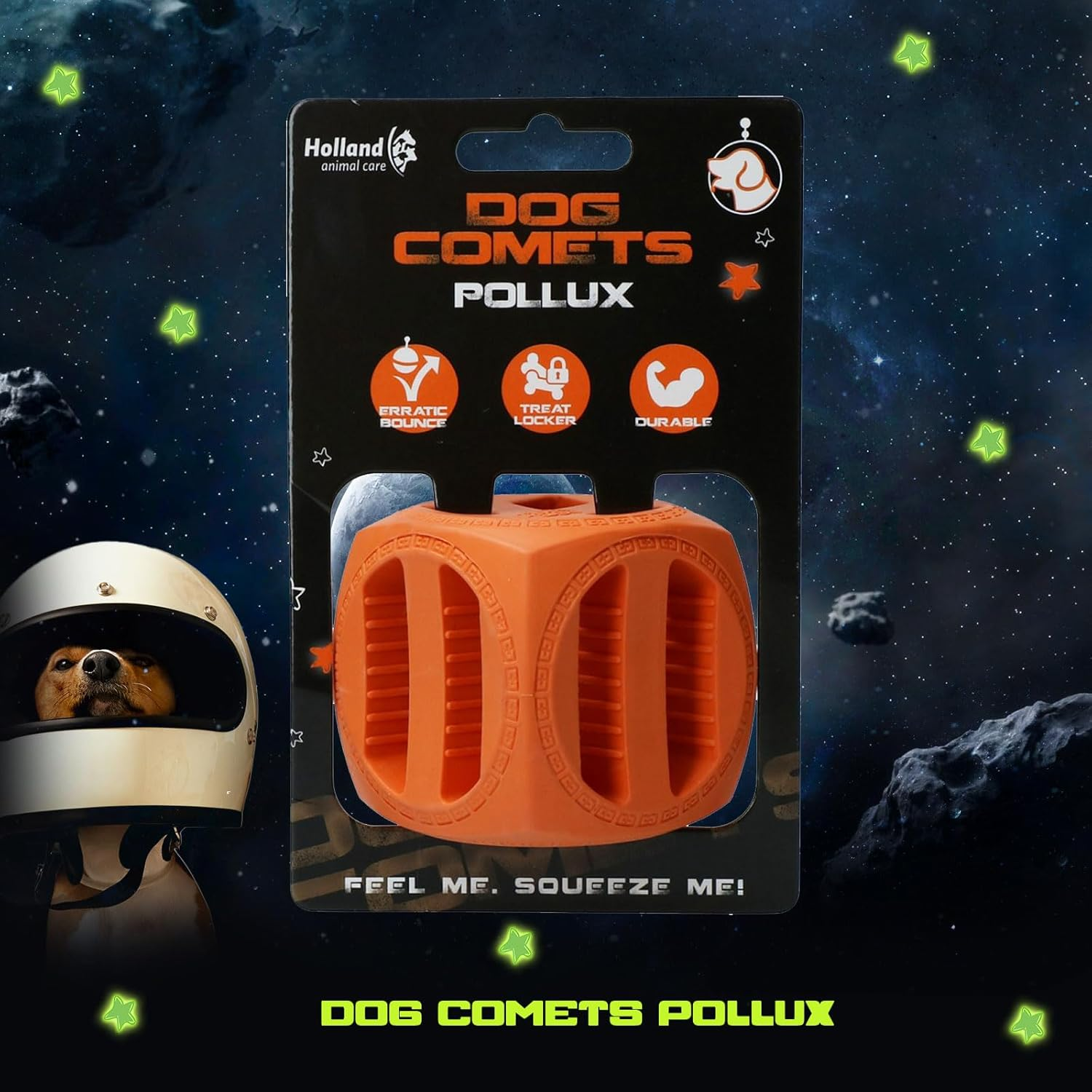 Dog Comets Pollux - Treat Hideaway - Dog Toy - Intelligence Toy - Cube - Rubber - 5.5 X 5.5 Cm - Orange image number 3