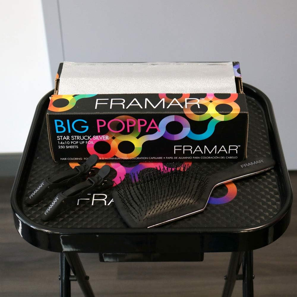 Framar Big Poppa Star Struck Silver Pop up Hair Foil, Aluminum Foil Sheets, Hair Foils for Highlighting - 250 Foil Sheets 10X14 Inches - Checkered image number 2