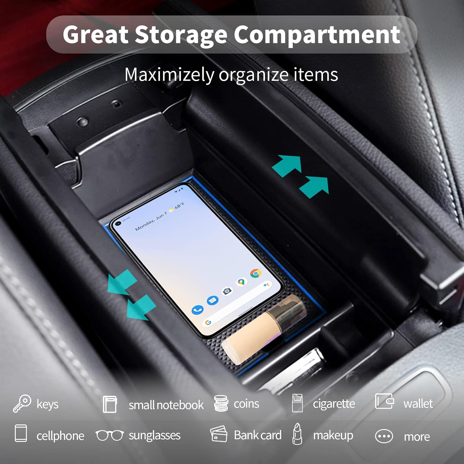 CDEFG Mercedes A-Class W177 V177 B-Class W247 GLA H247 GLB X247 CLA C118 2019-2023 2024 Centre Console Armrest Organiser Armrests Storage Box Glove Box Centre Console Car Accessories (Blue) image number 5