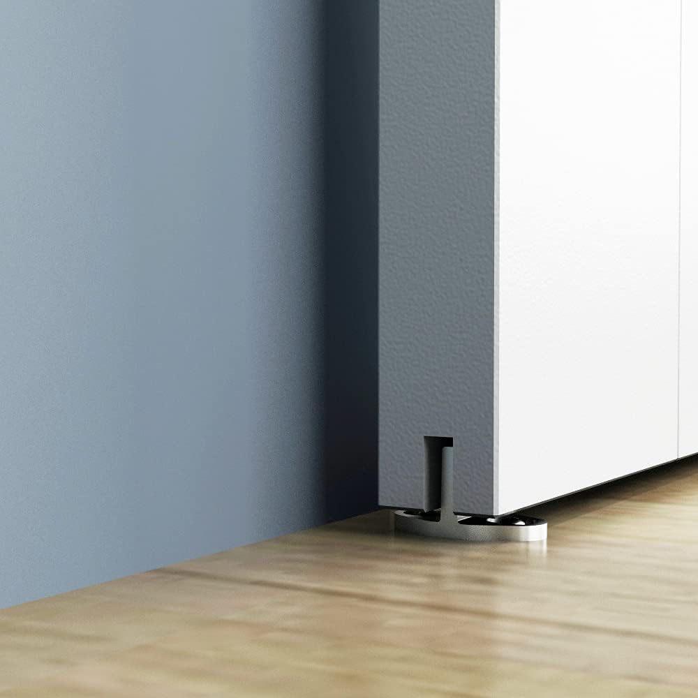 JUBEST Silver Aluminum T-Guide for Sliding Barn Door Hardware Set of 2