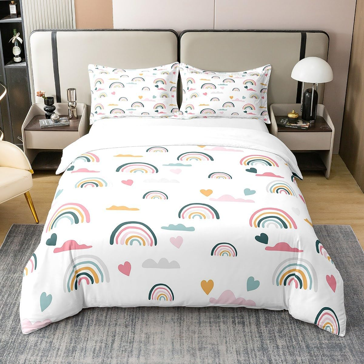 100% Organic Cotton Colourful Glitter Bed Linen 135 X 200 Cm Girly Turquoise Teal Blue Pink Pastel Girls Duvet Cover Trendy Comforter Cover for Kid Women Quilt Cover Sparkle Sequins Pattern Bling Room