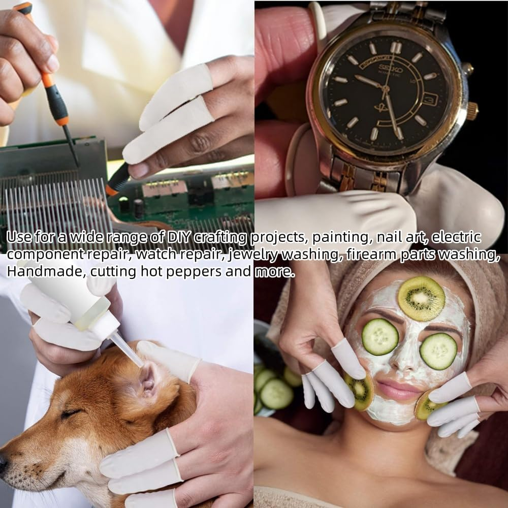 300Pcs Finger Cots, Medium Finger Protectors Latex Anti-Static Finger Covers, Finger Tip Protect Keeping Dressing Dry and Clean Disposable Finger Gloves,For Electronic Repair, Handmade Apply image number 6