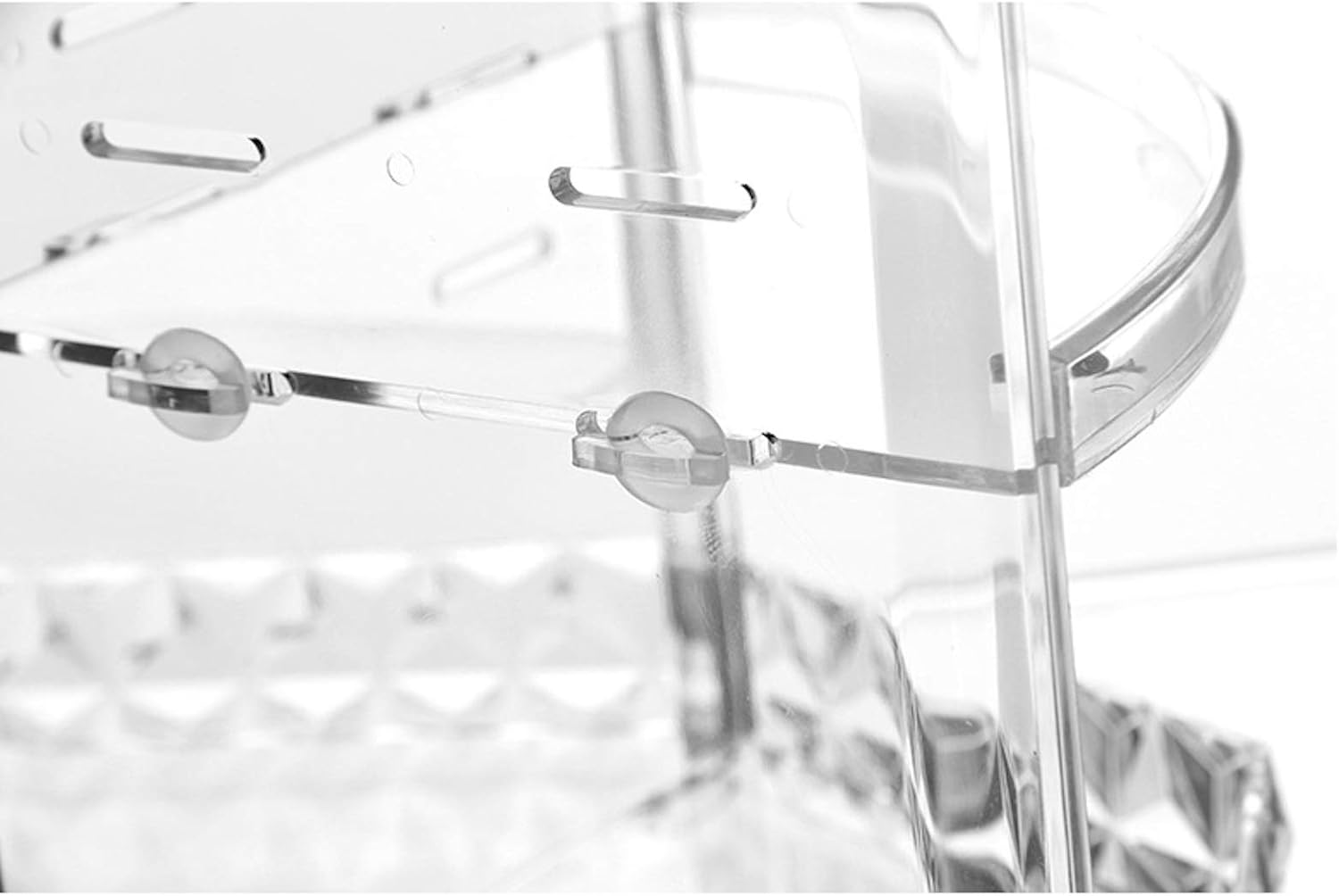 Elonglin Makeup Organiser, Rotating 360 Degree Crystal Adjustable Jewelry Cosmetic Perfumes Display Stand Box, Fits Lipsticks,Makeup Brushes, Perfume and More- Crystal Clear image number 4