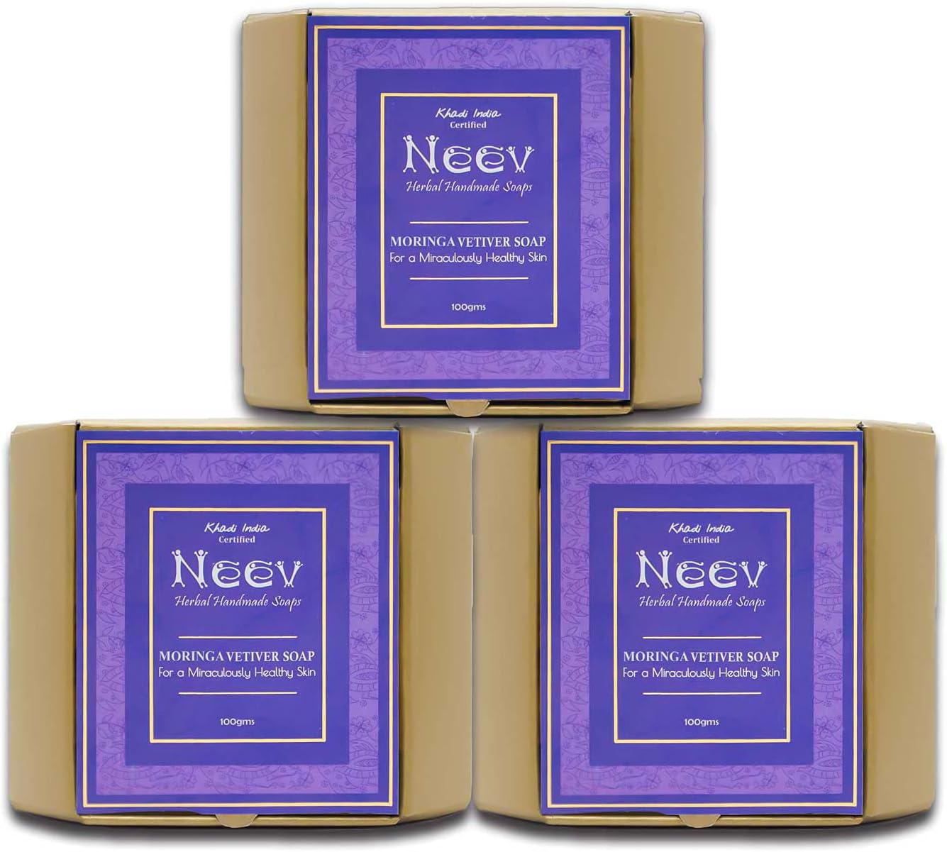 Neev Herbal Handmade Soaps Moringa Vetiver Soap (100Gm) - Set of 3 image number 2