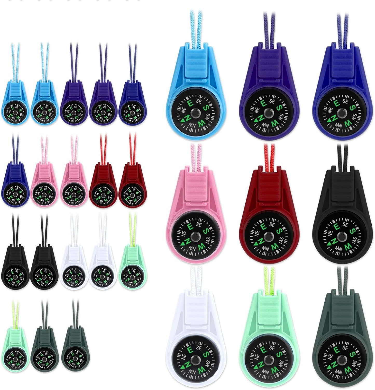 27 Pieces Mini Compass for Children, Portable Multicolor Compass Key Holder Scout for Children for Hiking and Camping Navigation image number 6