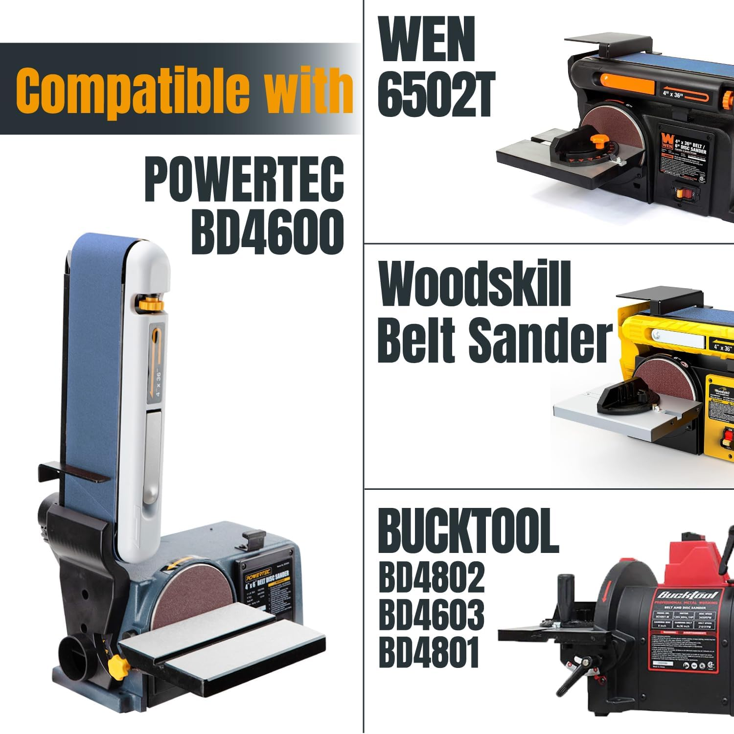 POWERTEC 3PK 4X36 Sanding Belts, 120 Grit Zirconia, 4 X 36 Inch Sanding Belts for Benchtop Belt and Disc Sander, Belt Sandpaper for Woodworking, Metal Grinding, Deburring, Rust Removal (443612Z-3) image number 4