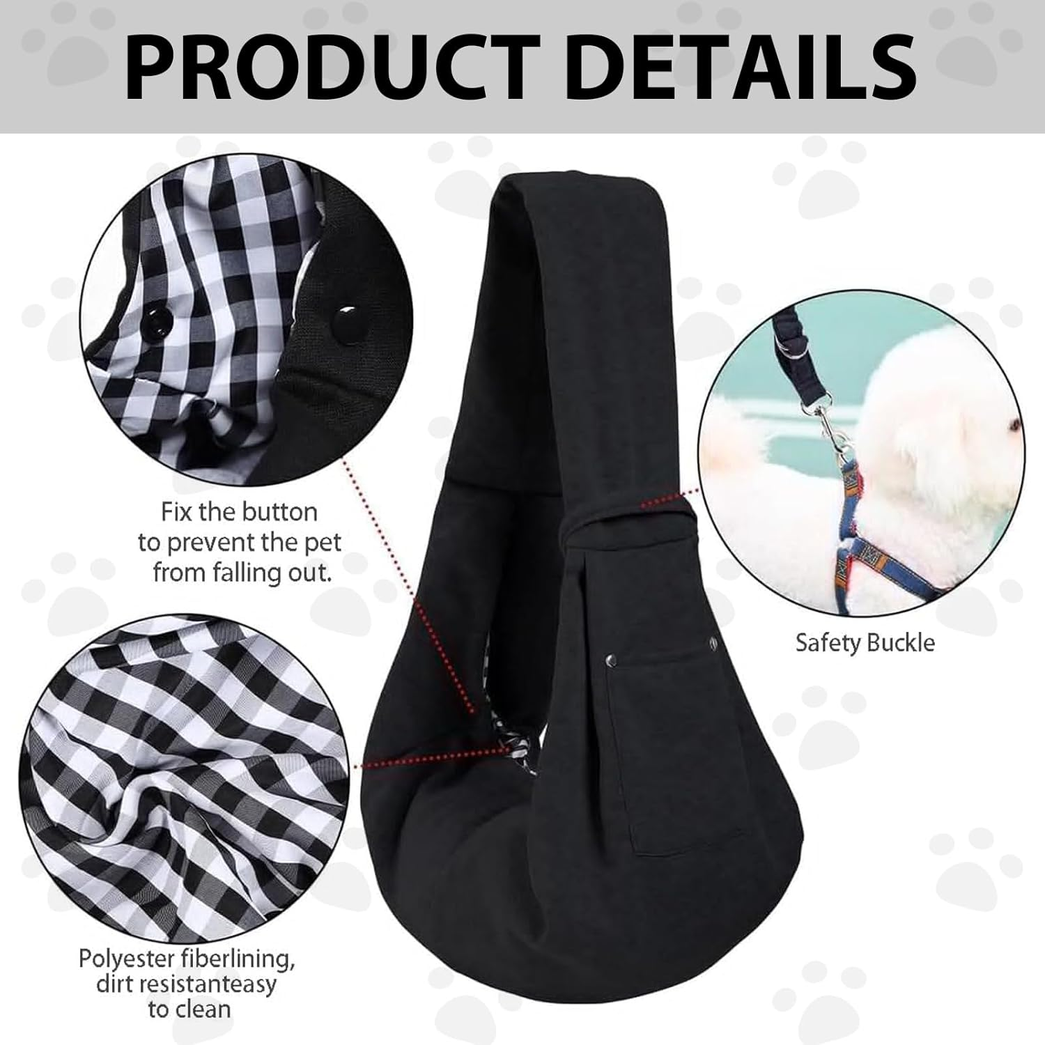 Puppy Sling Carrier for Small Dogs - Breathable Reversible Pet Sling with Storage Pocket, Hands-Free Dog Carrier for Travel/Shopping/Walking, Comfortable Cat & Puppy Sling image number 5