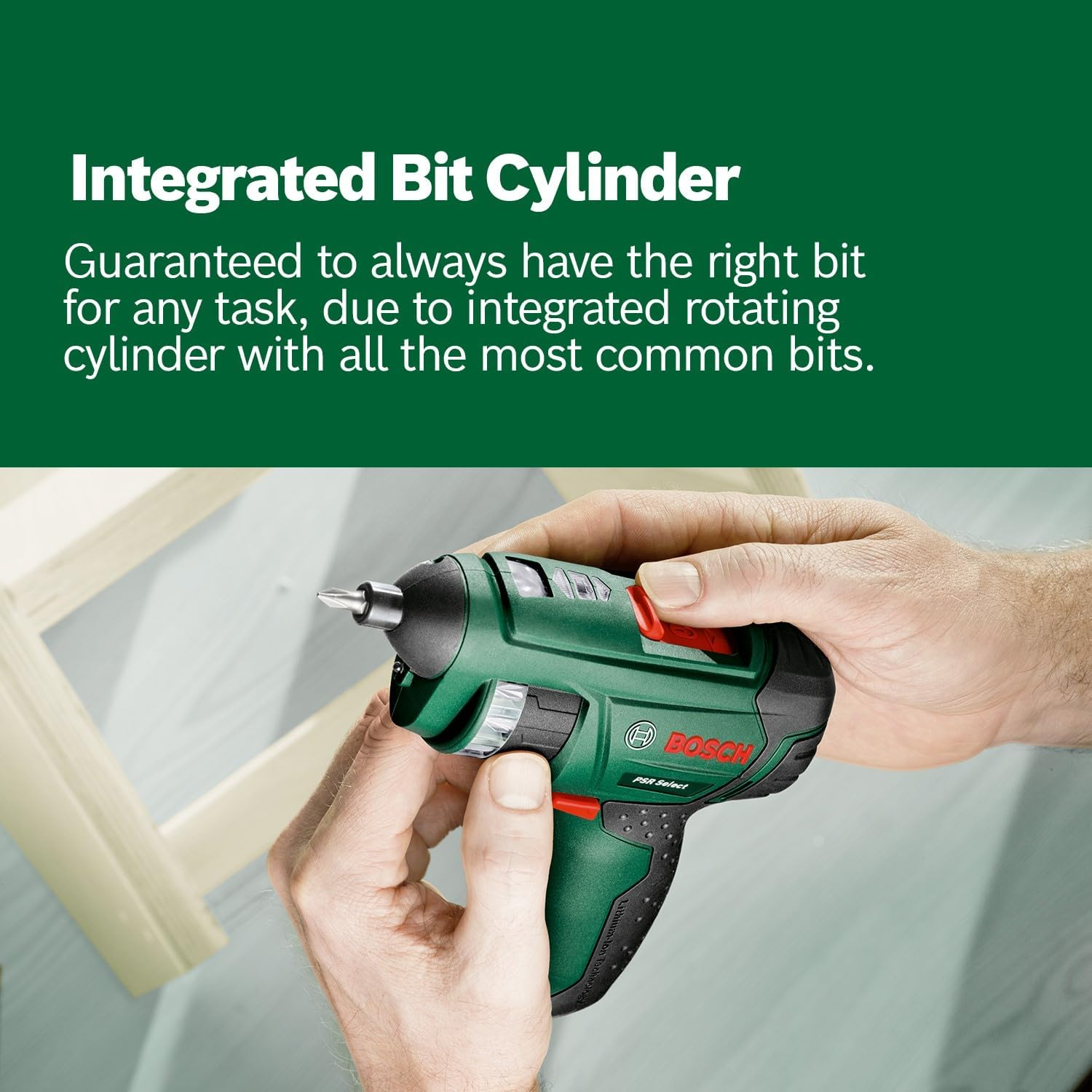 Bosch Home & Garden 3.6V Cordless Electric Screwdriver Gun with 12 Screwdriver Bits & Case (PSR Select). Made in Europe image number 1