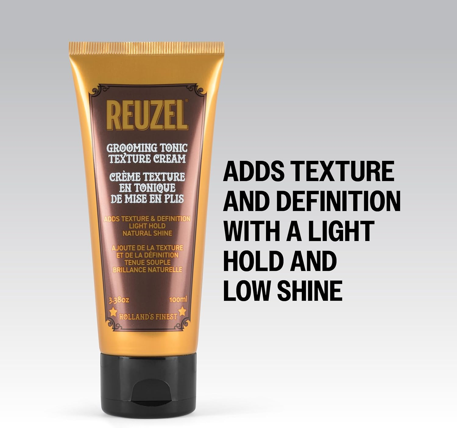 Reuzel Grooming Tonic Texture Cream, Medium Hold and Definition, Curl Texture and Shine, Heat Protectant for All Hair Types, 3.38Oz / 100Ml