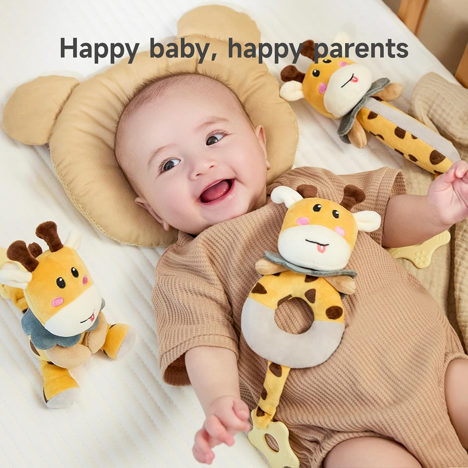 TUMAMA Baby Rattles 0-6 Months, 3Pcs Infant Boy Toys Rattles for Babies 0-6 Months, Super Soft Plush Rattles Sensory Toys for Newborn Gift image number 6