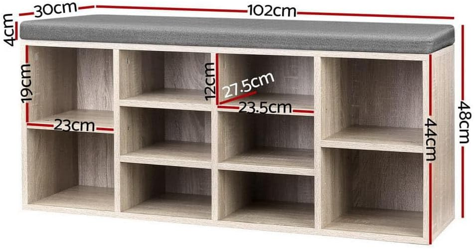 Artiss Shoe Rack Bench, Wood Shoes Storage Cabinet Organiser Benches Seat Drawers Shelf Organizer Home Decor Indoor Outdoor Bedroom Hallway Furniture, Durable and Strong Beige - Natural image number 4