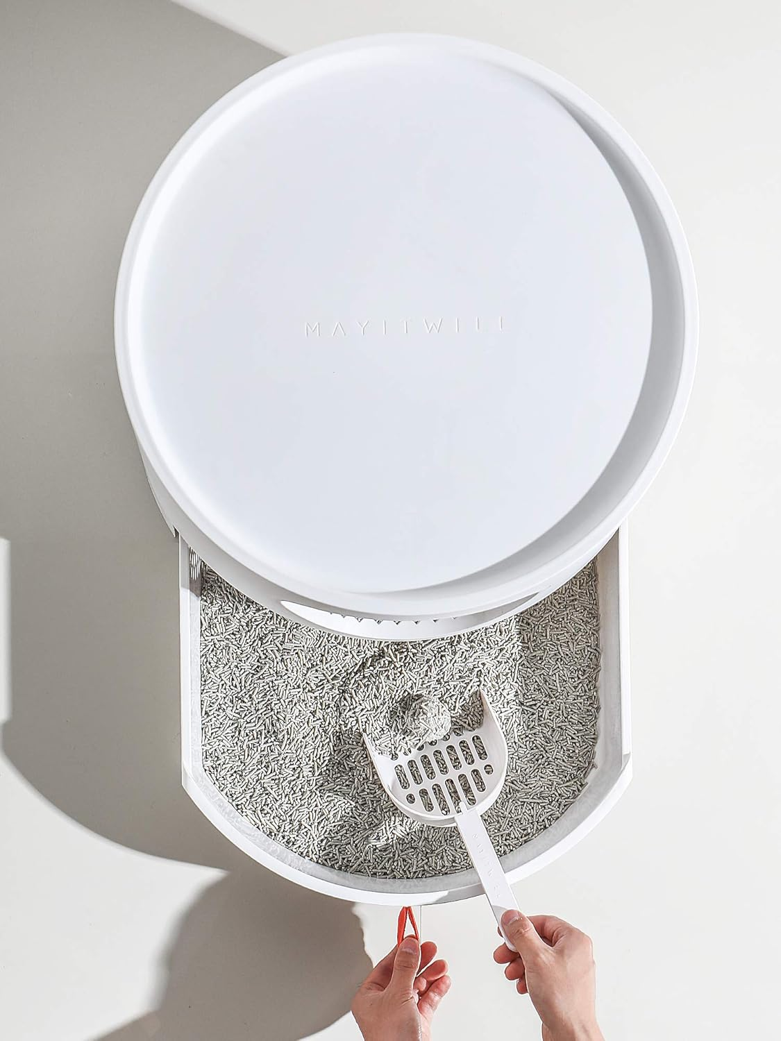 Mayitwill Cat Litter Box Standard Large Castle 2 in 1 Front-Entry Cat Litter Box with Scratch Basin, Scoop Included White image number 2