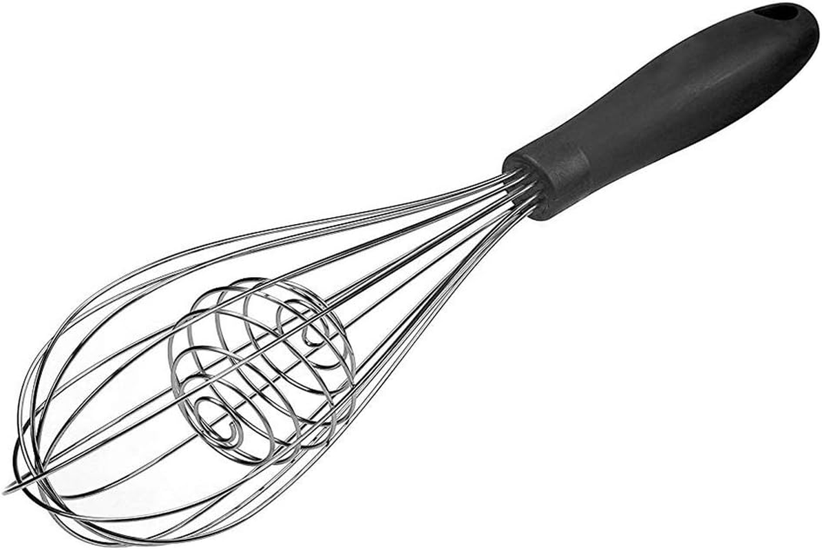 Metal Whisk, Stainless Steel Hand Mixers, with Spring Coil, Manual Egg Whisk with ABS Handle, Double Effect Mix, Practical Kitchen Gadgets,Silver image number 2