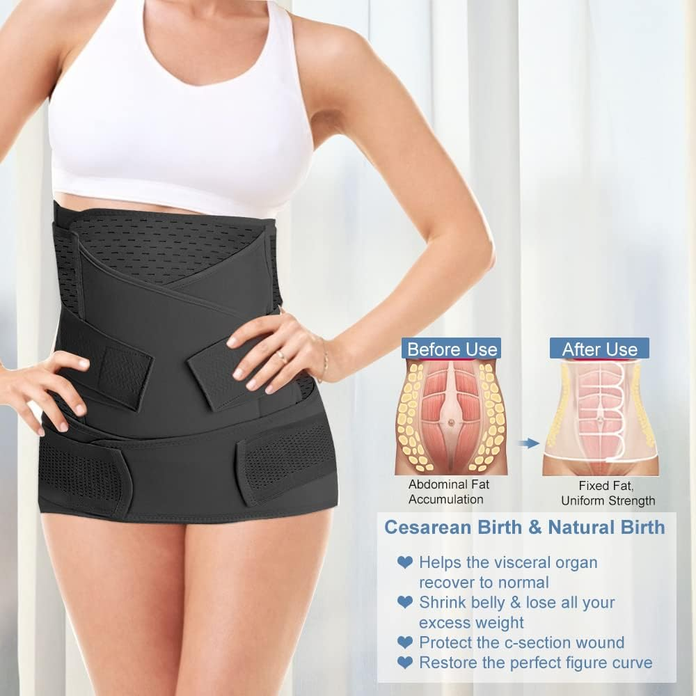 XJCKING Postpartum Belly Band Wrap 3 in 1 Belt, C Section Binder Waist/Pelvis Girdle Body Shaper for Caesarean Natural Birth