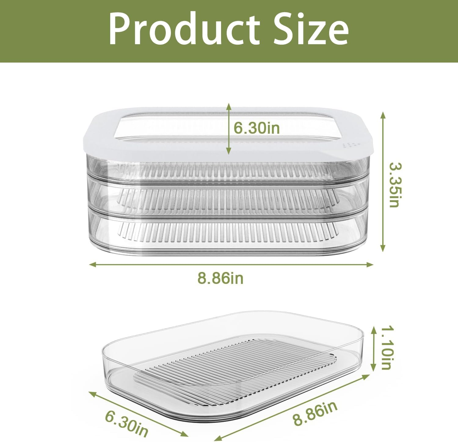3 Layer Deli Meat Container for Fridge, Airtight Food Storage Containers 3-Piece Set, Stackable Containers for Meat, Deli & Leftovers, Leakproof Freezer, Dishwasher Safe image number 2