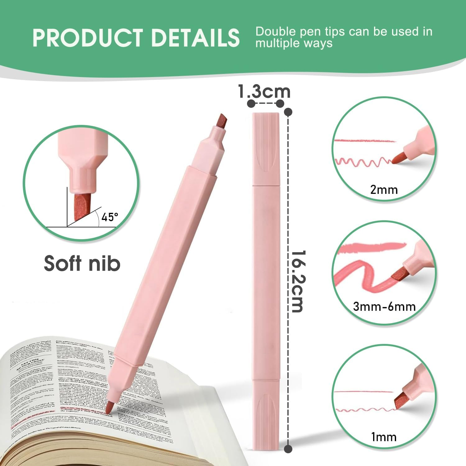 Sonicefit 12PCS Aesthetic Highlighters, No Bleed Bible Pastel Highlighter Set, Assorted Colors Highlighters Markers, Dual Tip Bible Planner Pens School Supplies, Quick Dry Book Annotating Highlighters image number 1