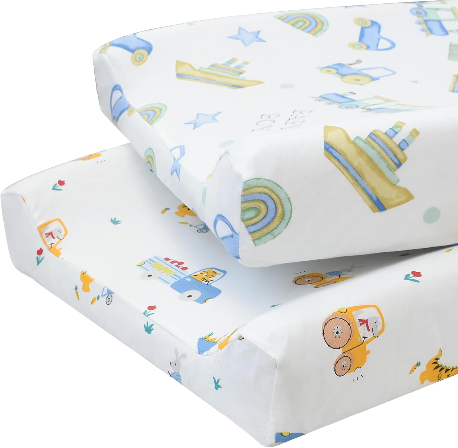 Owlowla Changing Pad Cover,Ultra Soft Cotton Changing Table Covers,Breathable&Durable Nursery Diaper Changing Pad Sheets for Baby Boys Girls(Baby Boy&Dino)