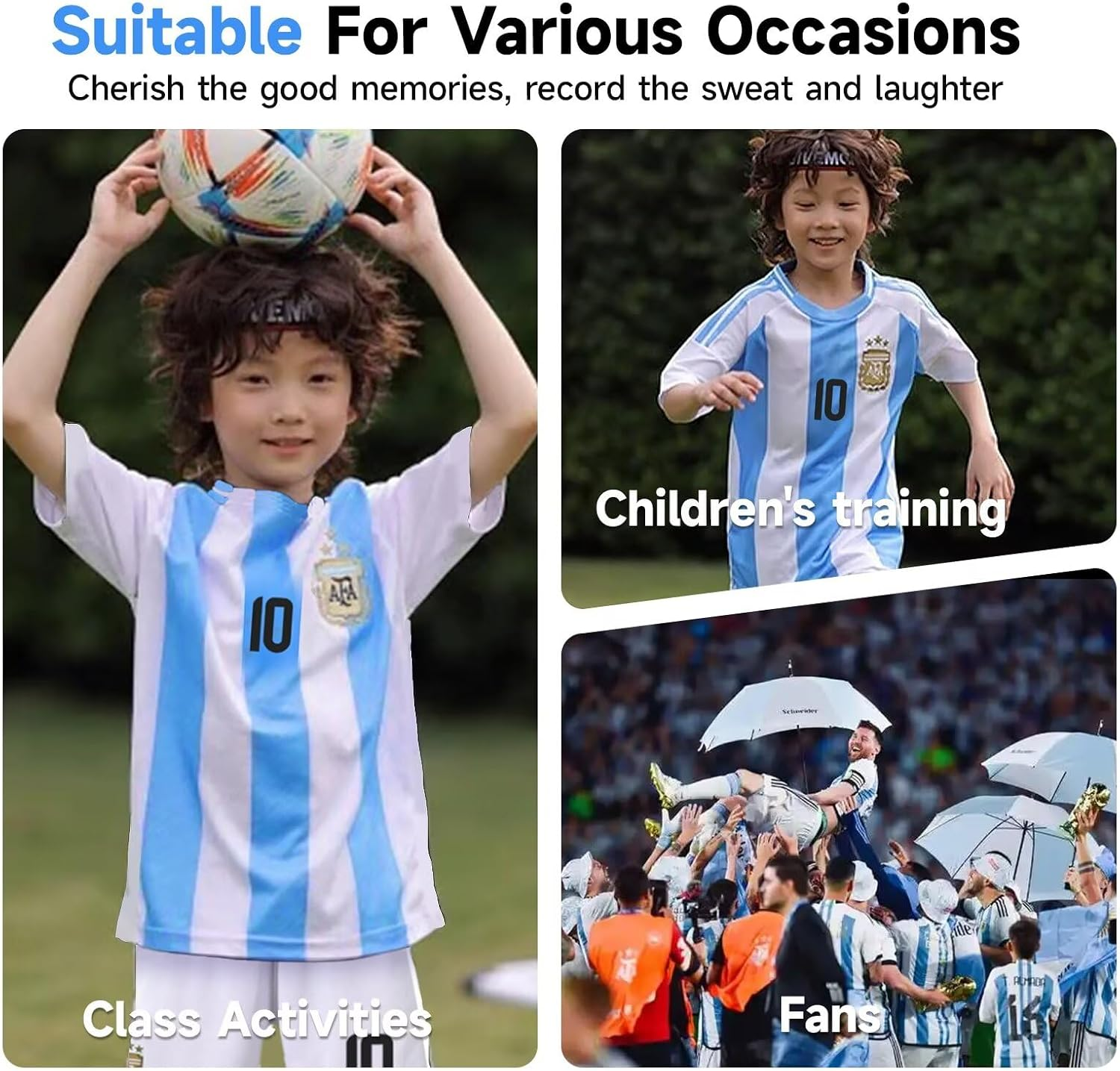 ZVCXOE Argentina Home Football Jersey Set No. 10 Children'S Jersey Football Training Suit #10 T-Shirt Shorts Socks Set Suitable for 5-13 Years Old image number 5