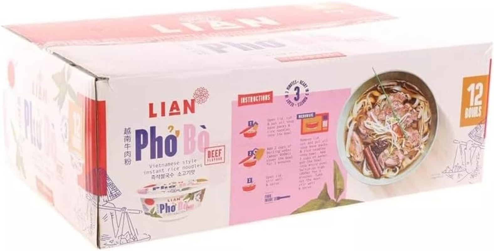 LIAN PHO BO RICE NOODLE 12X70G image number 3