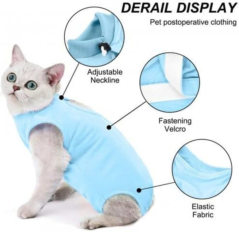 Cat Surgery Recovery Suit Cat after Surgery Bodysuit for Abdominal Wounds or Skin Diseases Kitten Surgical Onesie E-Collar Alternative for Cats and Dogs image number 3