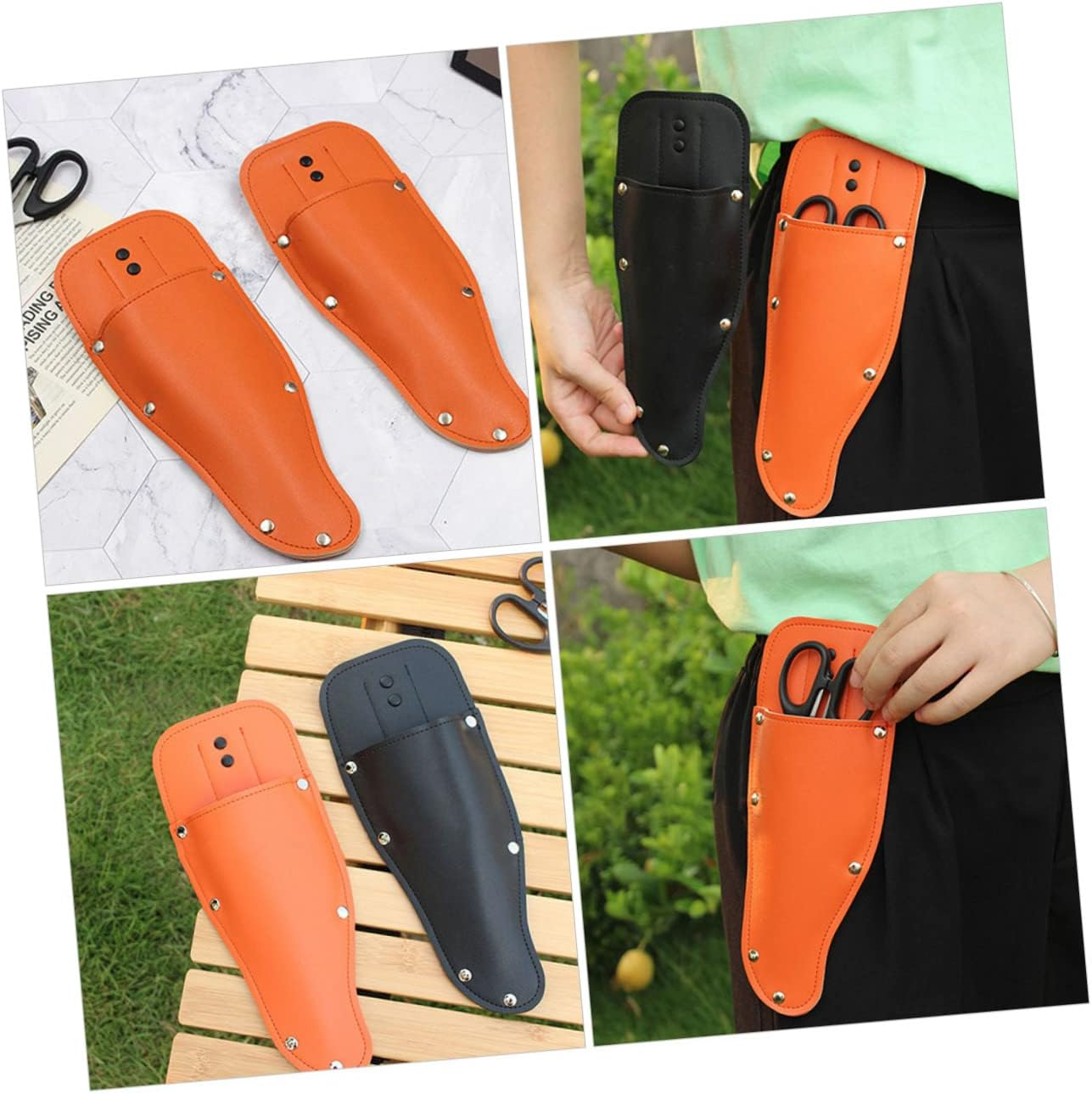 CAXUSD 3Pcs Gardening Scissor Case Pliers Holder Protective Sheath Leather Mount Scissor Cover Stylish Reliable image number 3